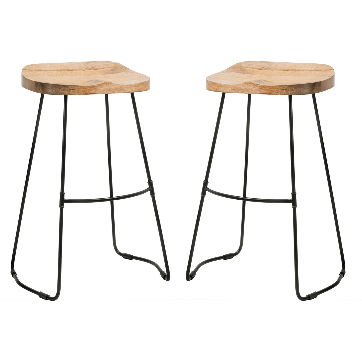 Lara Saddle Seat Counter Stools Set of 2 - Natural