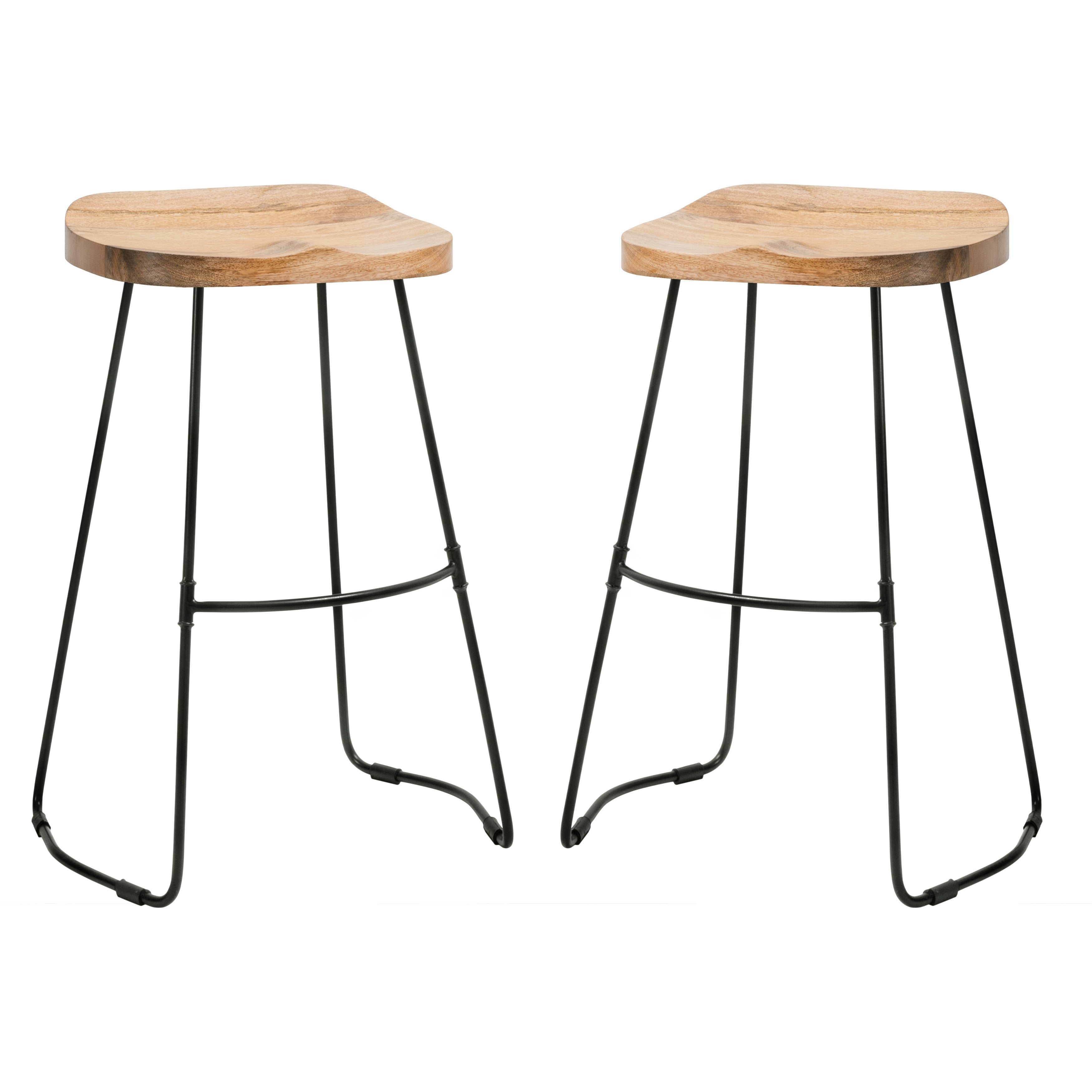 Lara Saddle Seat Counter Stools Set of 2 - Natural