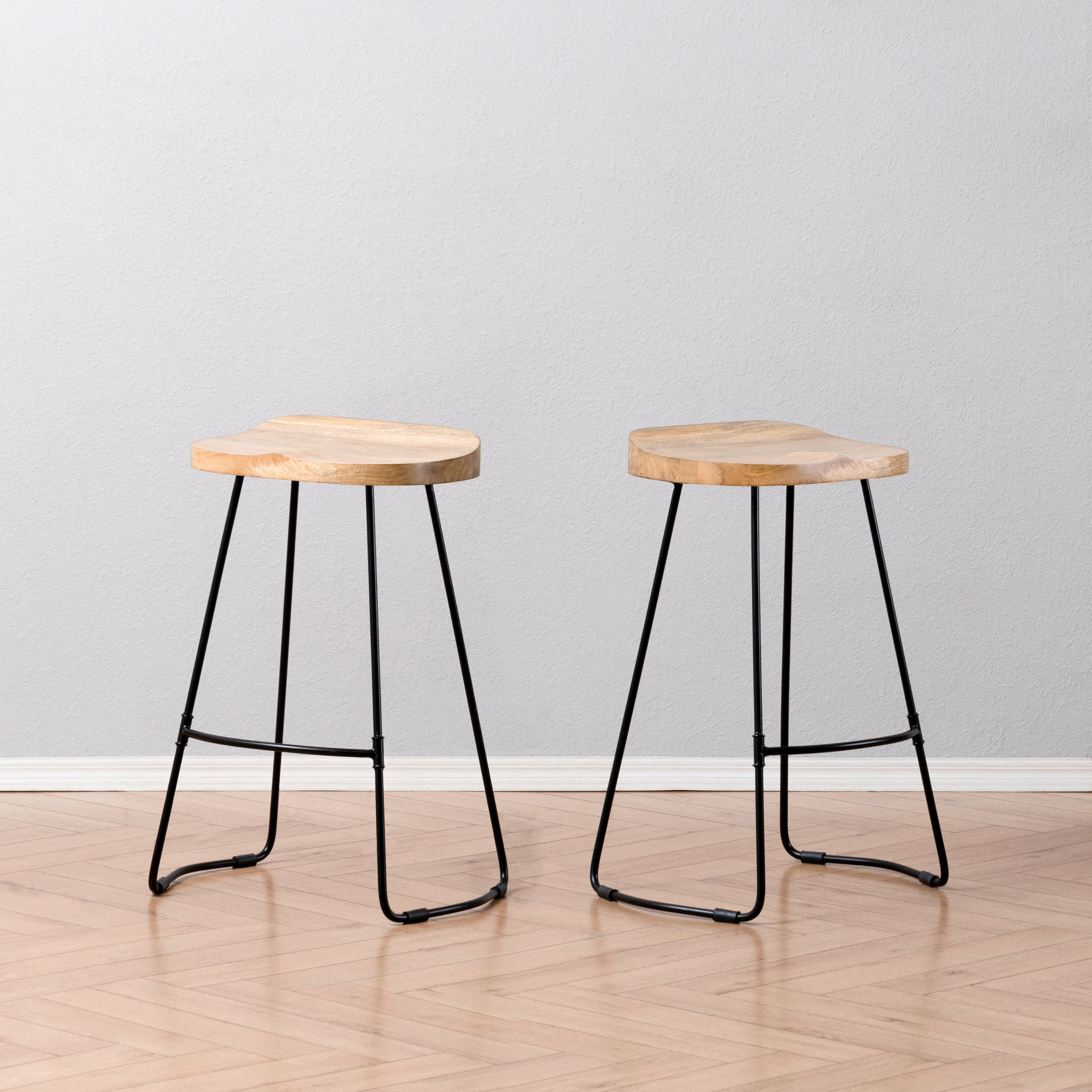Lara Saddle Seat Counter Stools Set of 2 - Natural