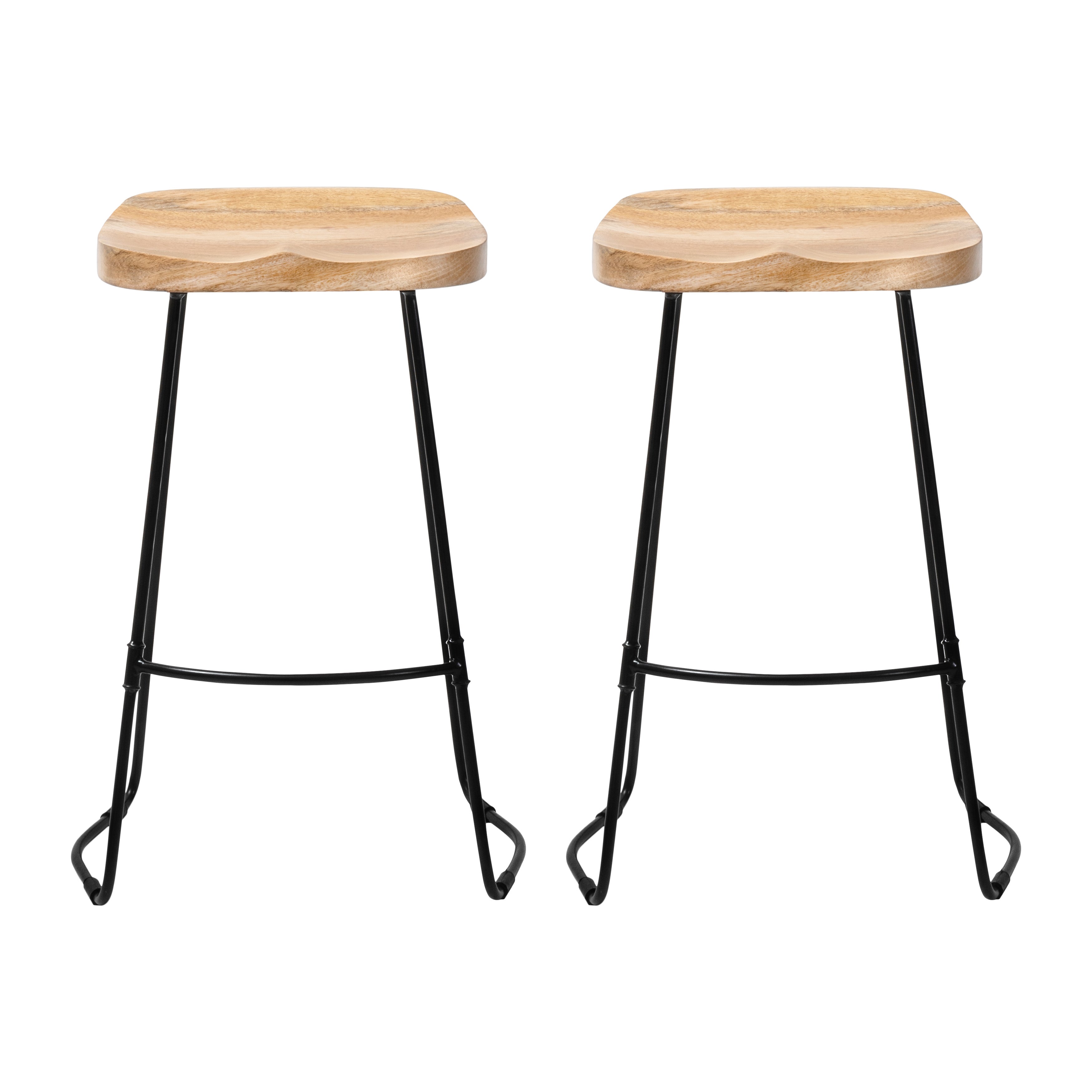 Lara Saddle Seat Counter Stools Set of 2 - Natural
