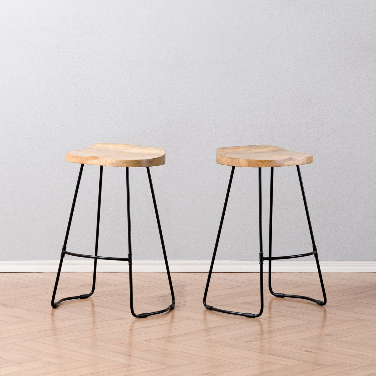 Lara Saddle Seat Counter Stools Set of 2 - Natural