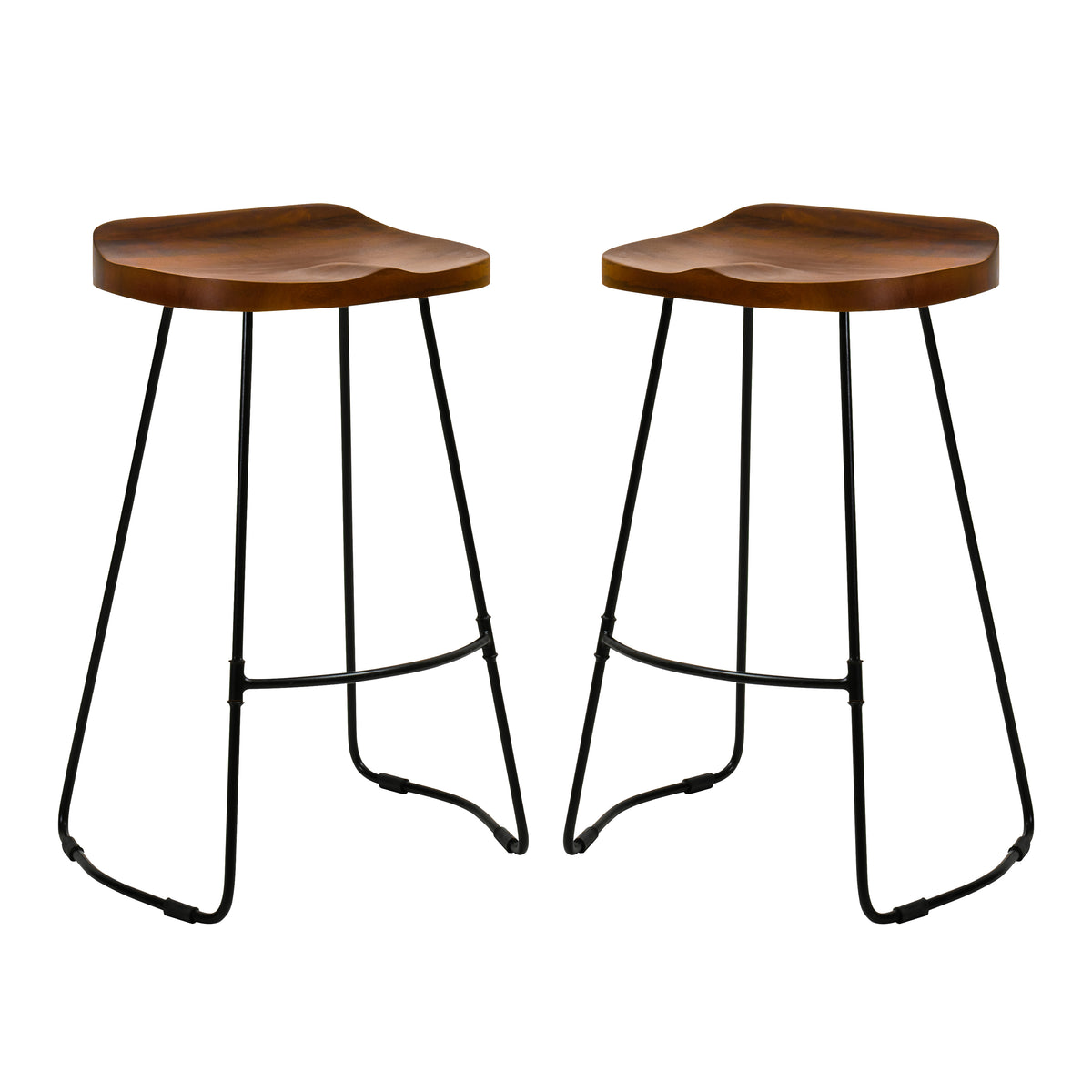 Lara Saddle Seat Counter Stools Set of 2 - Walnut