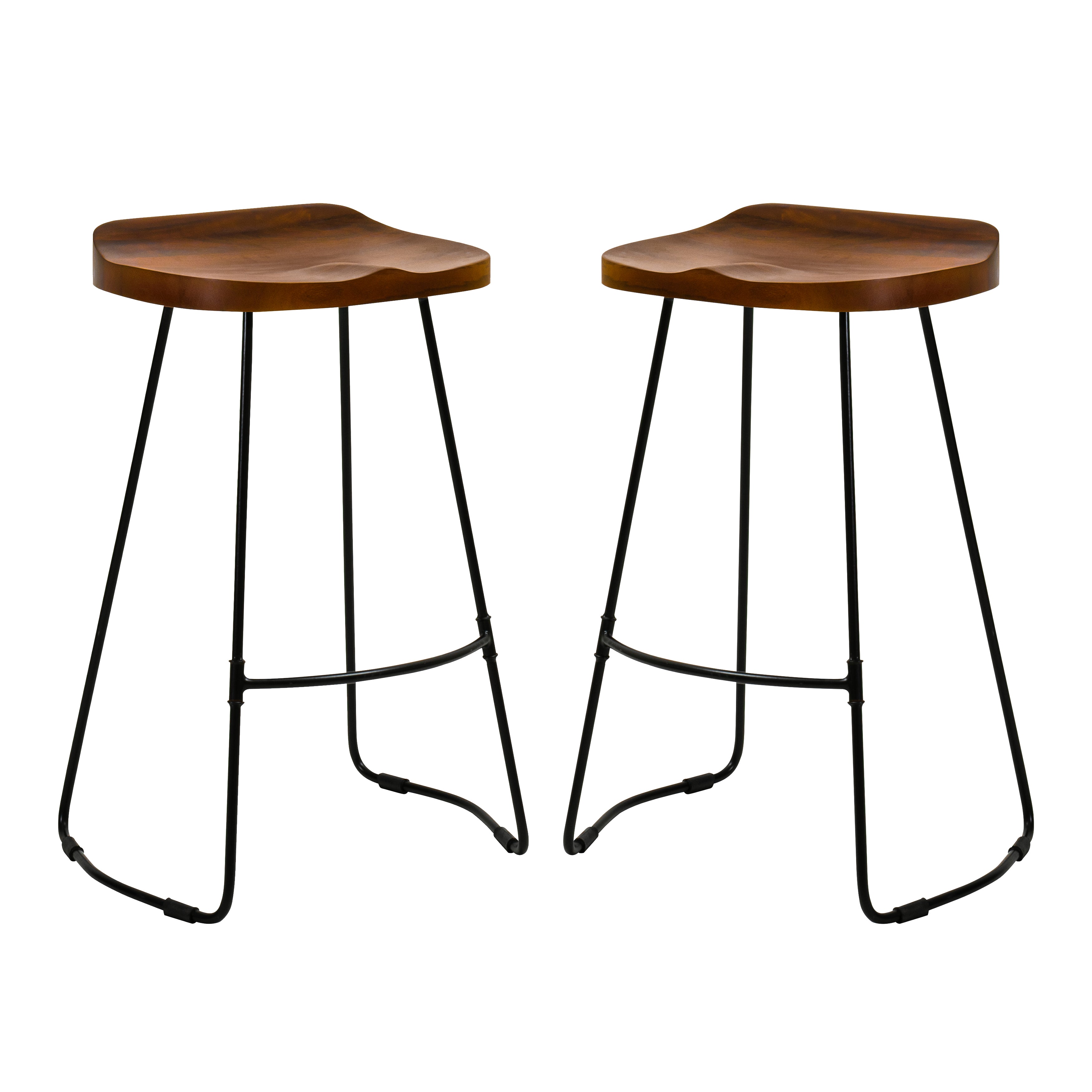 Lara Saddle Seat Counter Stools Set of 2 - Walnut