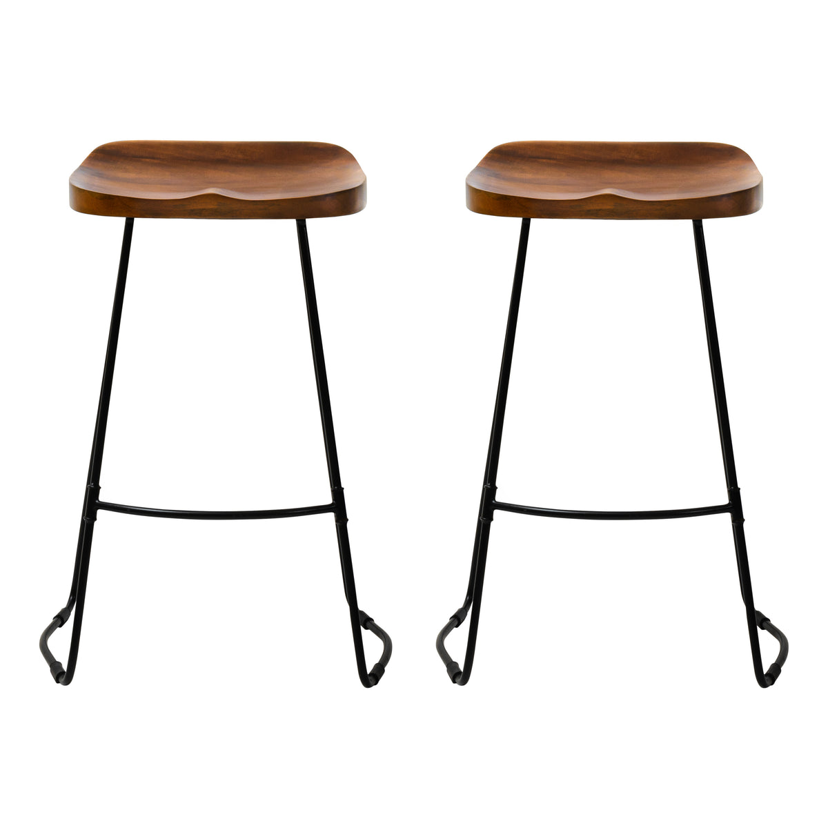 Lara Saddle Seat Counter Stools Set of 2 - Walnut
