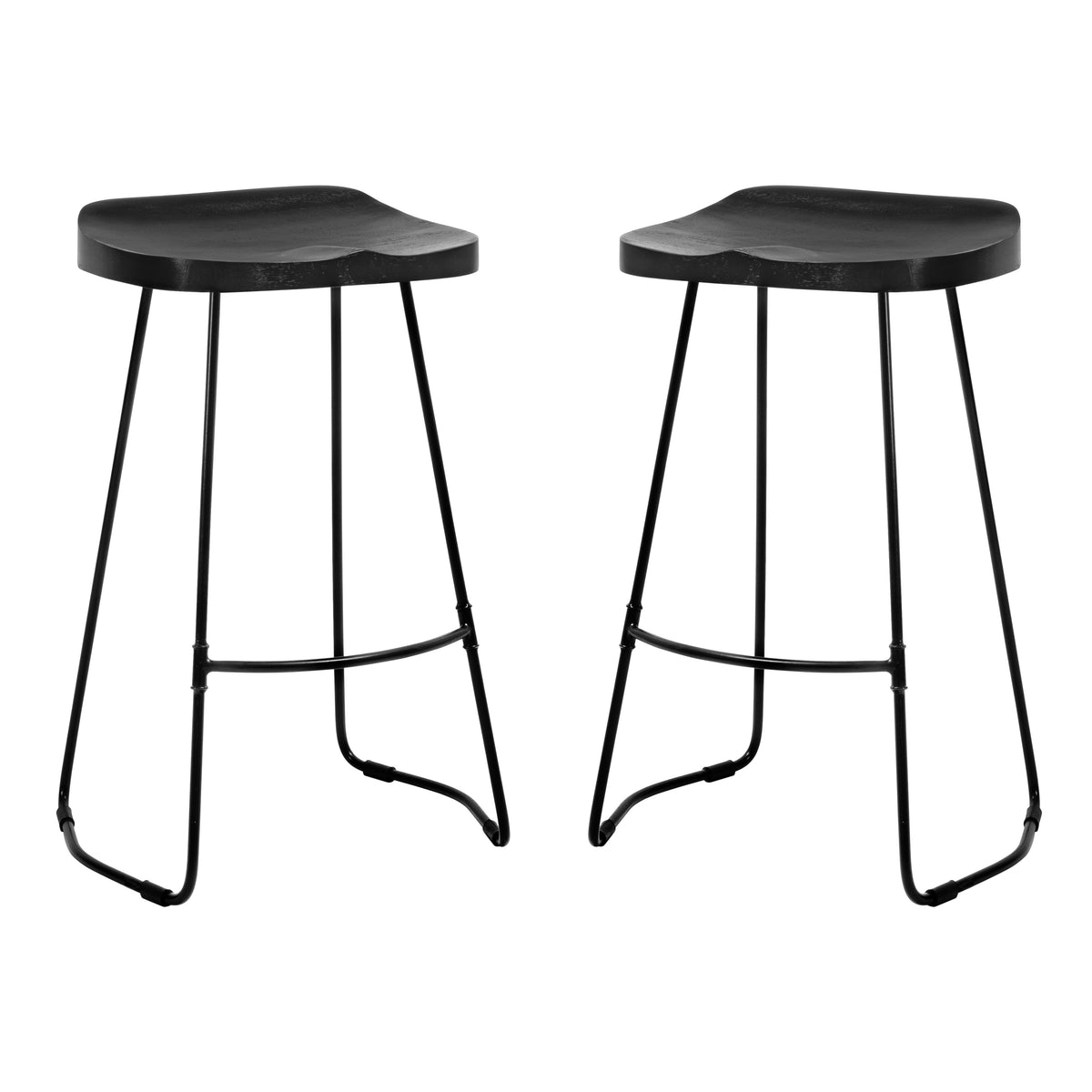 Lara Saddle Seat Counter Stools Set of 2 - Black