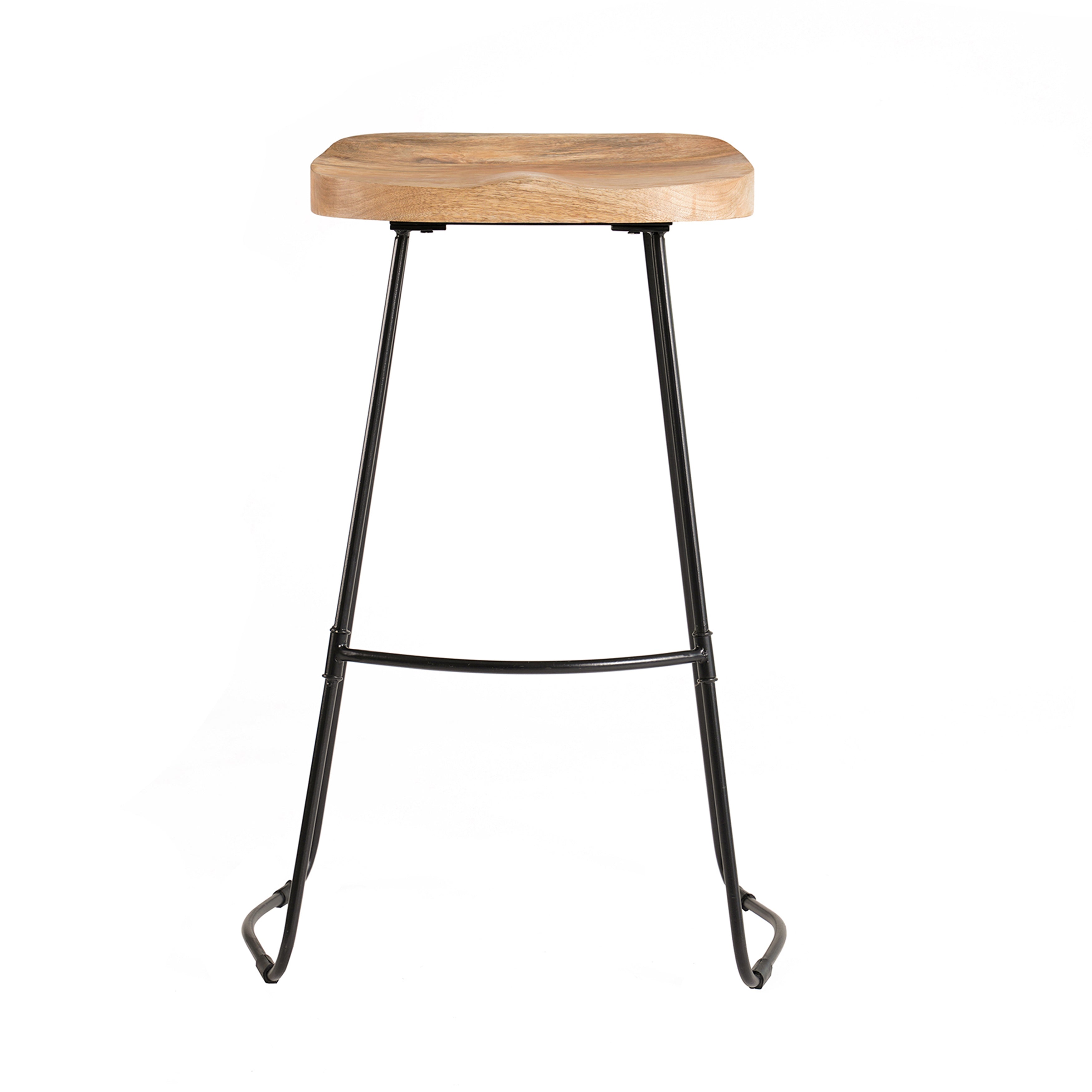 Rombass Solid Wood Bar Stool - Natural Top