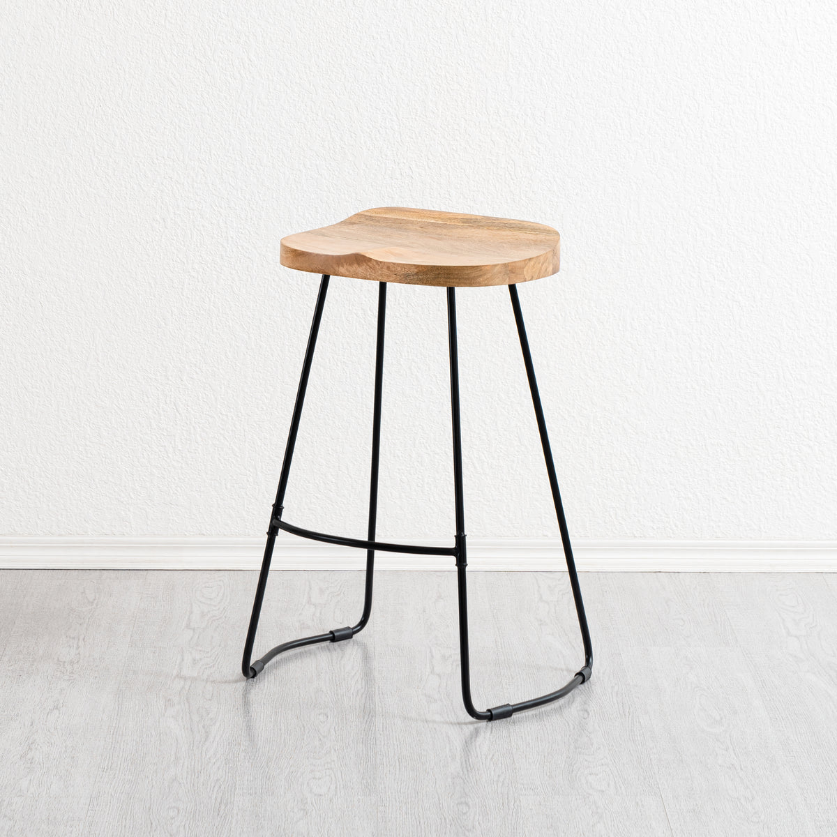 Rombass Solid Wood Counter Stool - Natural Top