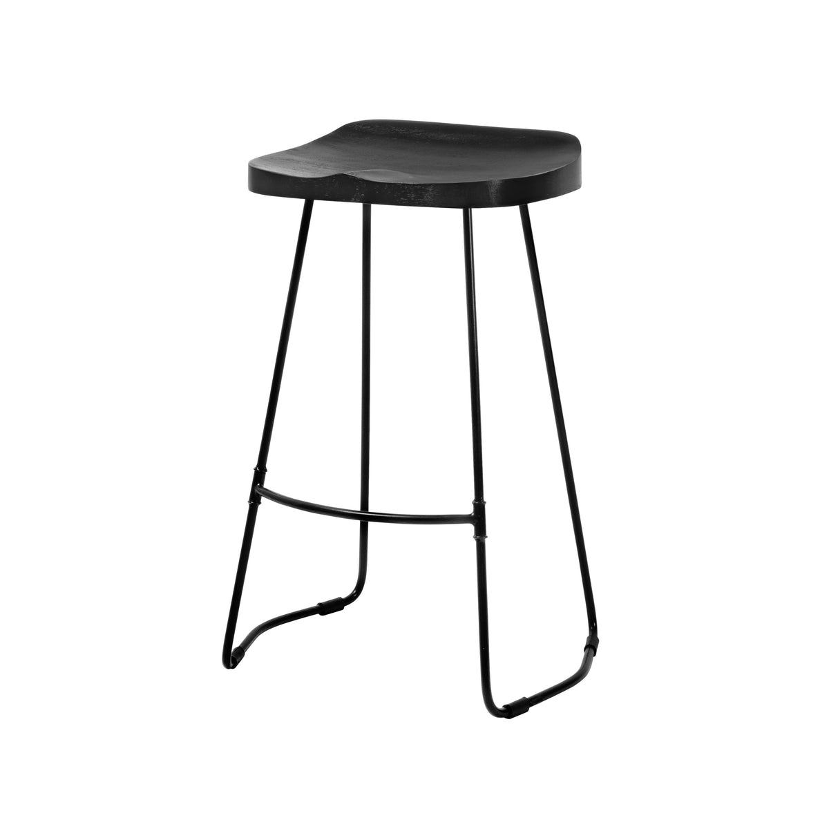 Rombass Solid Wood Counter Stool - Black Top