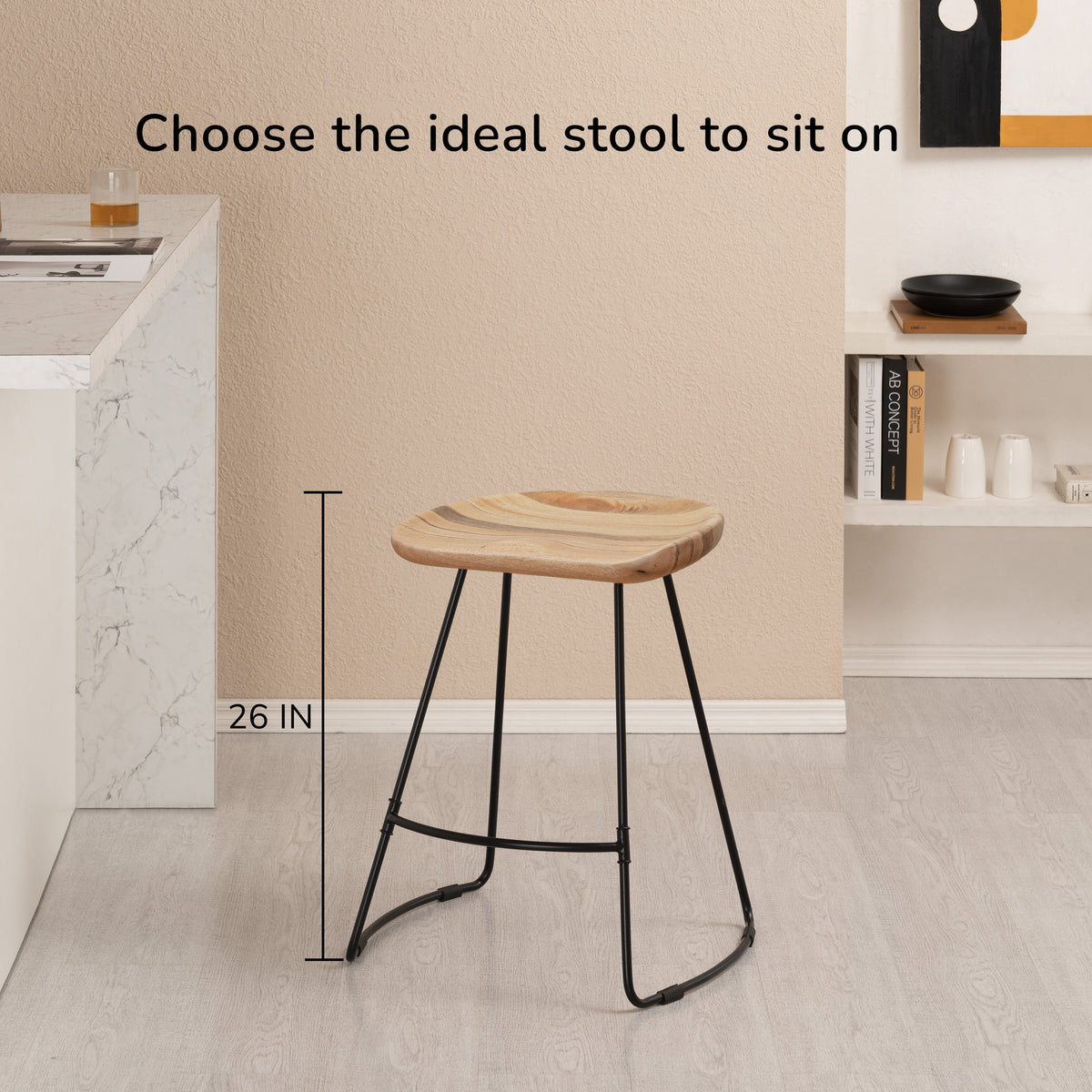 Ember Solid Wood Natural Counter Bar Stool - Large