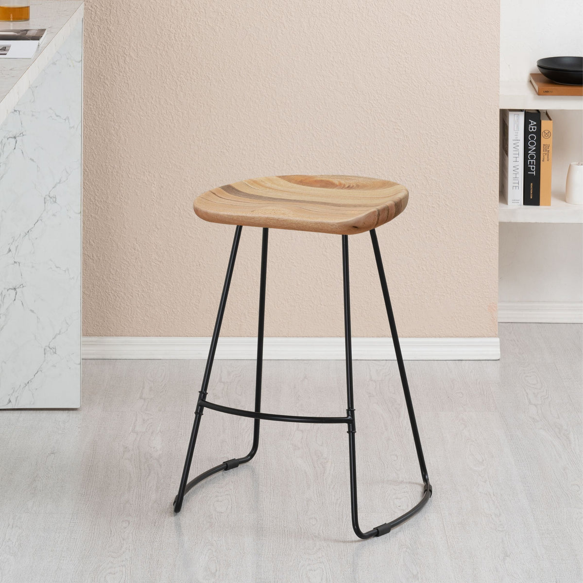 Ember Solid Wood Natural Counter Bar Stool - Large