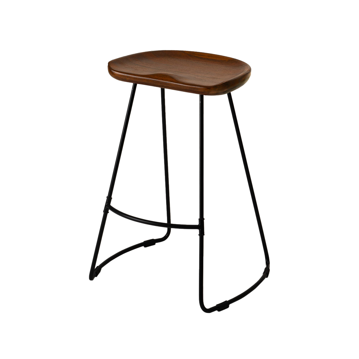 Ember Solid Wood Walnut Counter Bar Stool - Large
