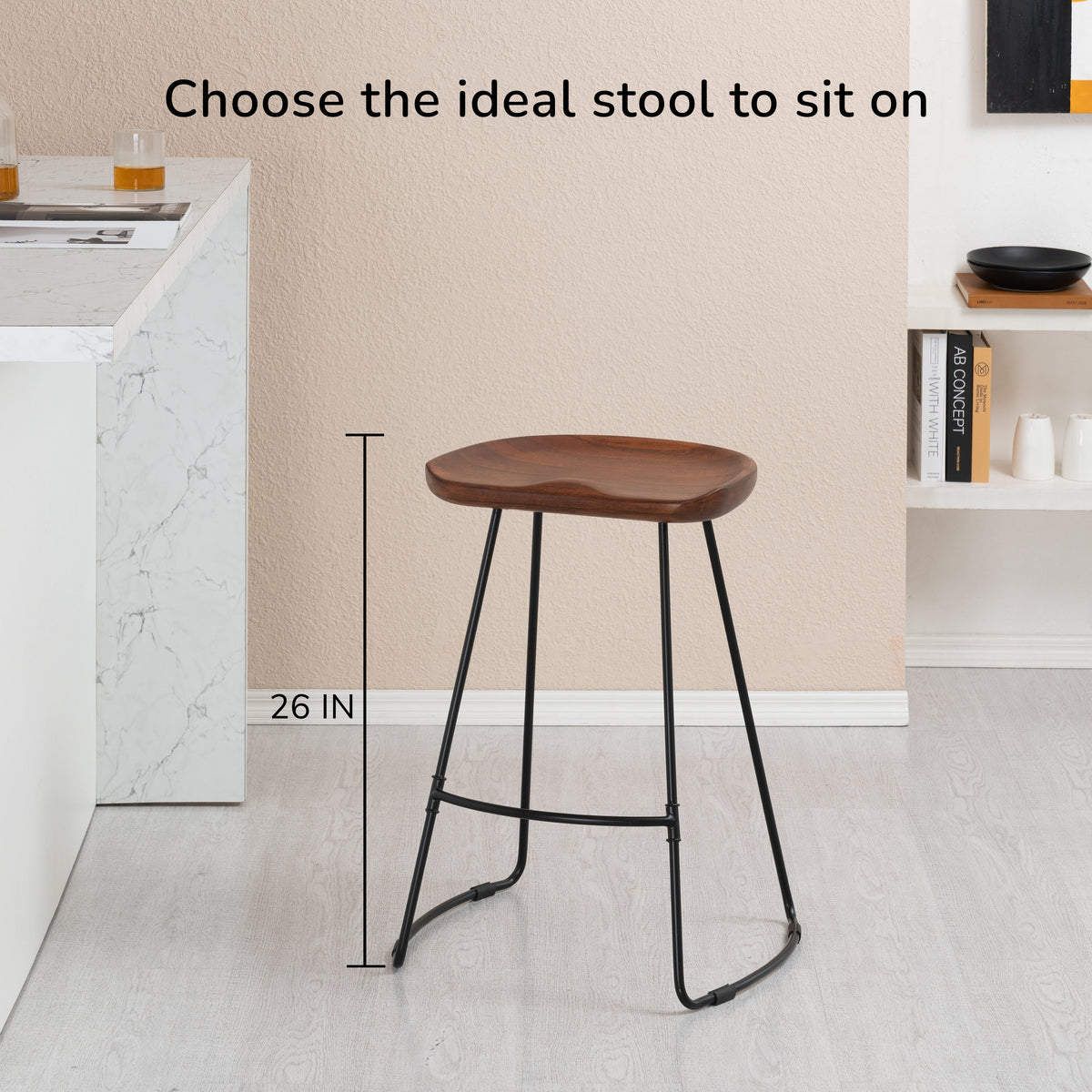 Ember Solid Wood Walnut Counter Bar Stool - Large