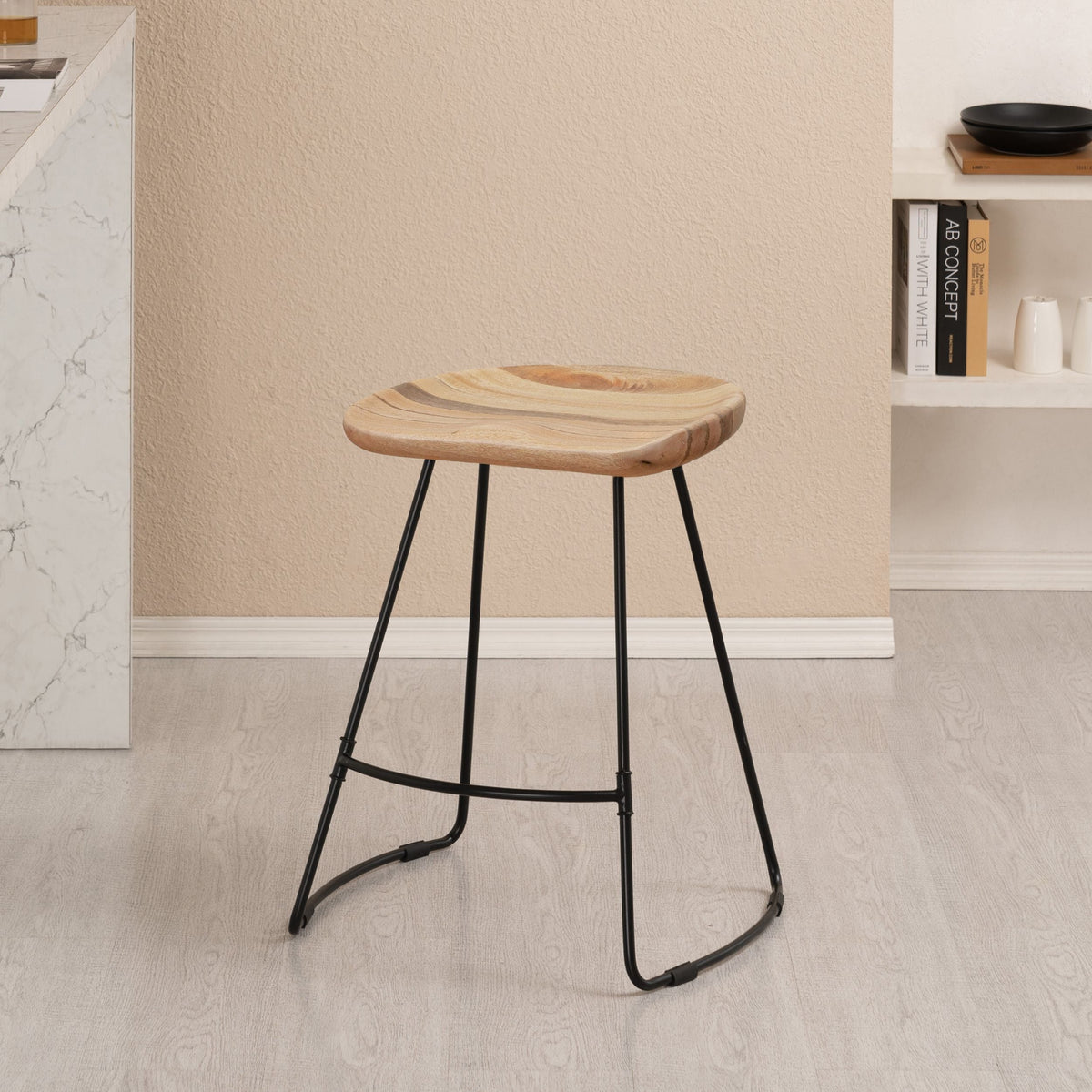 Ember Solid Wood Natural Counter Bar Stool - Small