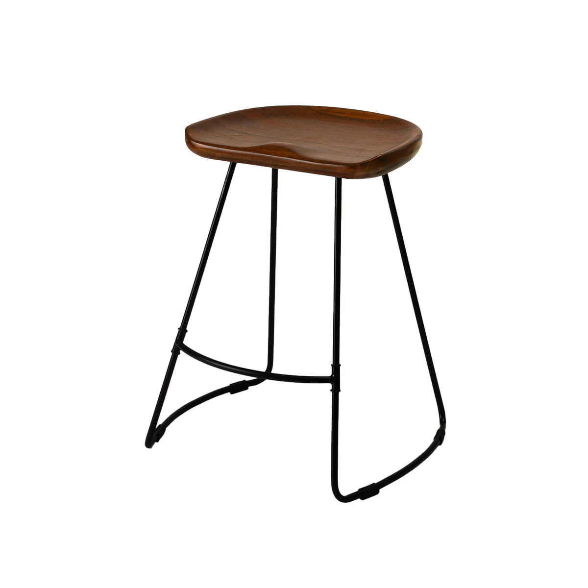 Ember Solid Wood Walnut Counter Bar Stool - Small