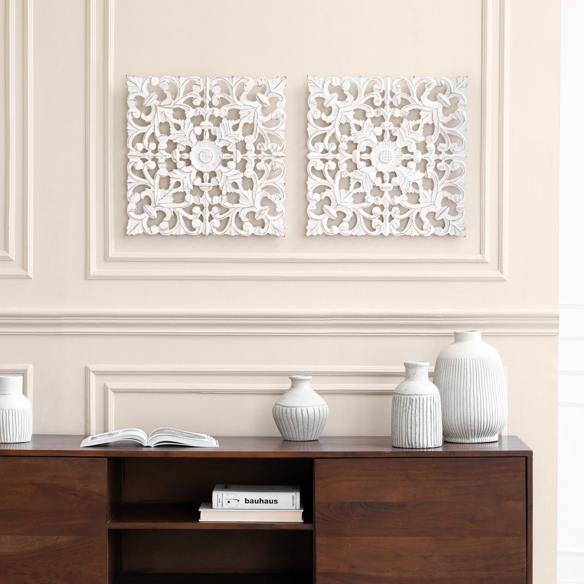 Bianci White Wall Medallion - Set of 2