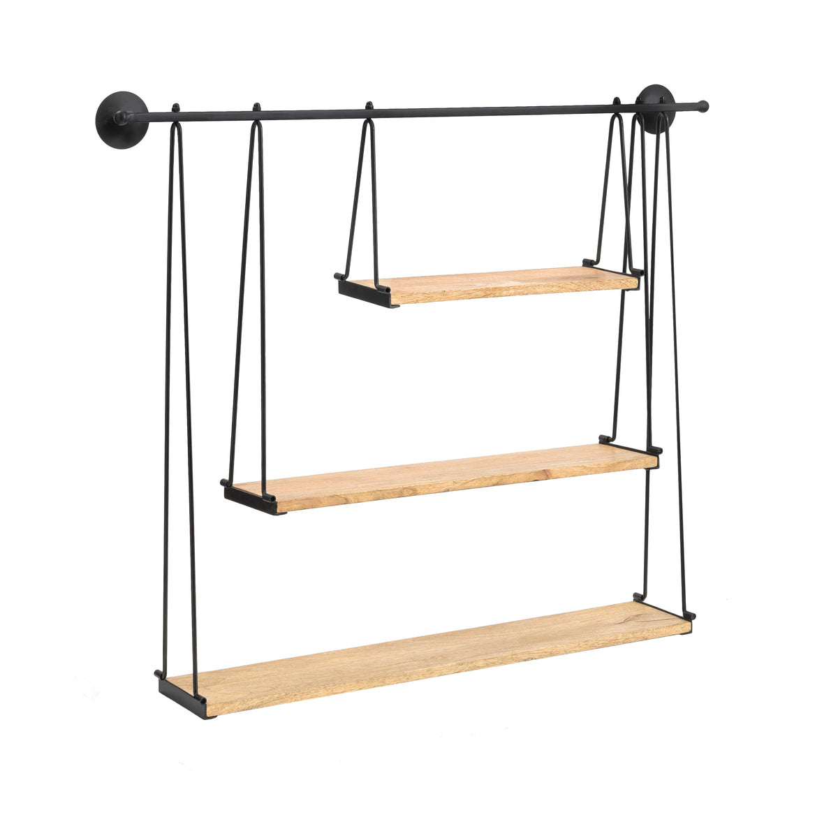 Luna 3 Tier Wall Mounted Shelves - Black