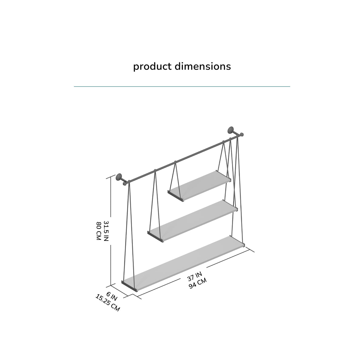 Luna 3 Tier Wall Mounted Shelves - Gold