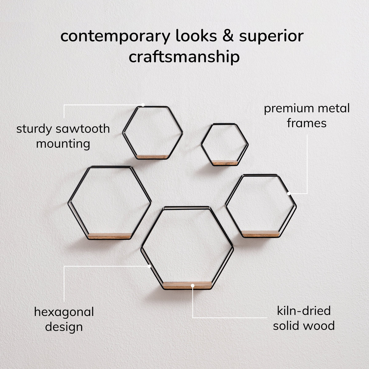 Haverstock Set Of 5 Wall Mounted Shelves - Black