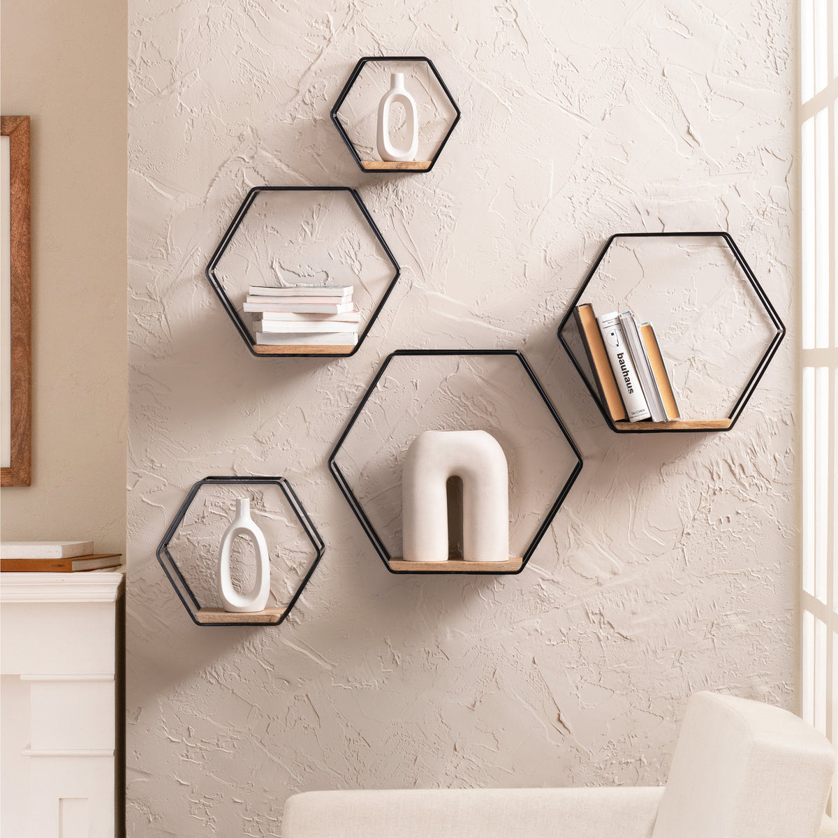Haverstock Set Of 5 Wall Mounted Shelves - Black