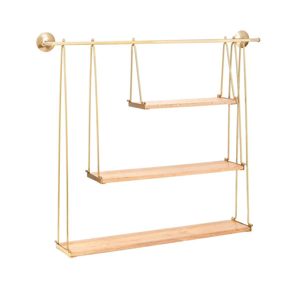 Luna 3 Tier Wall Mounted Shelves - Gold