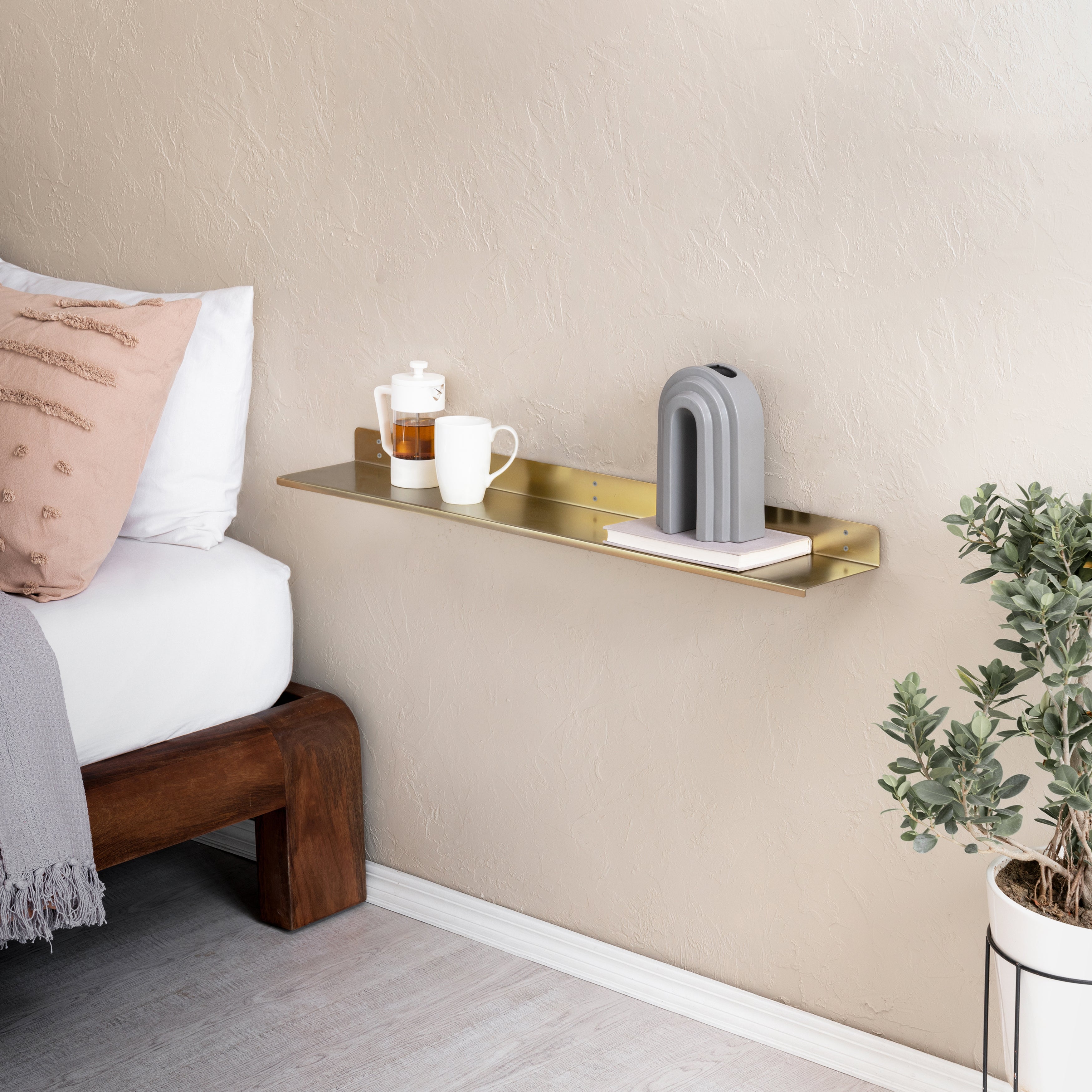 Billy Metal Wall Mounted Gold Shelves - Large