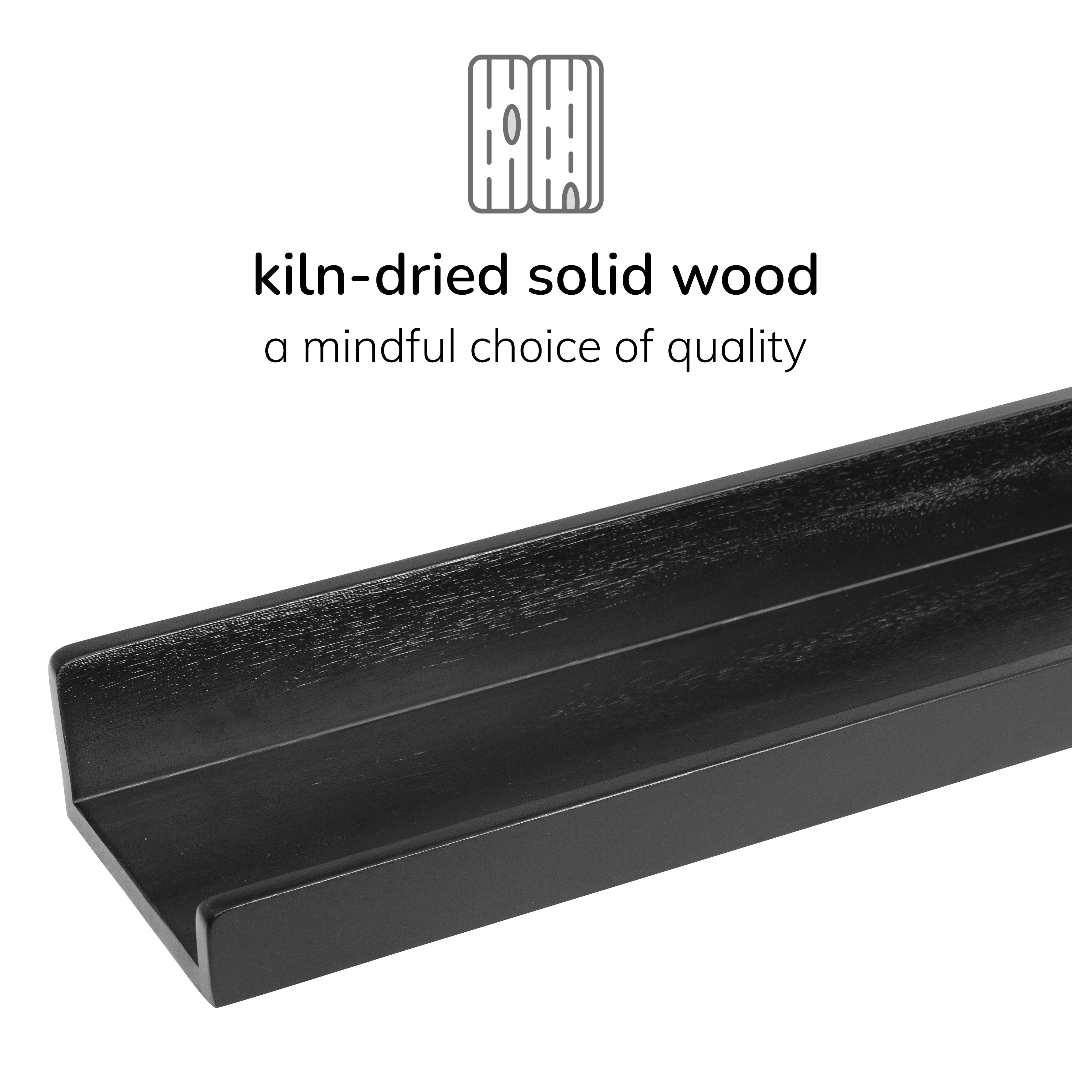 Max Solid Wood Wall Mounted Black Shelves - Small