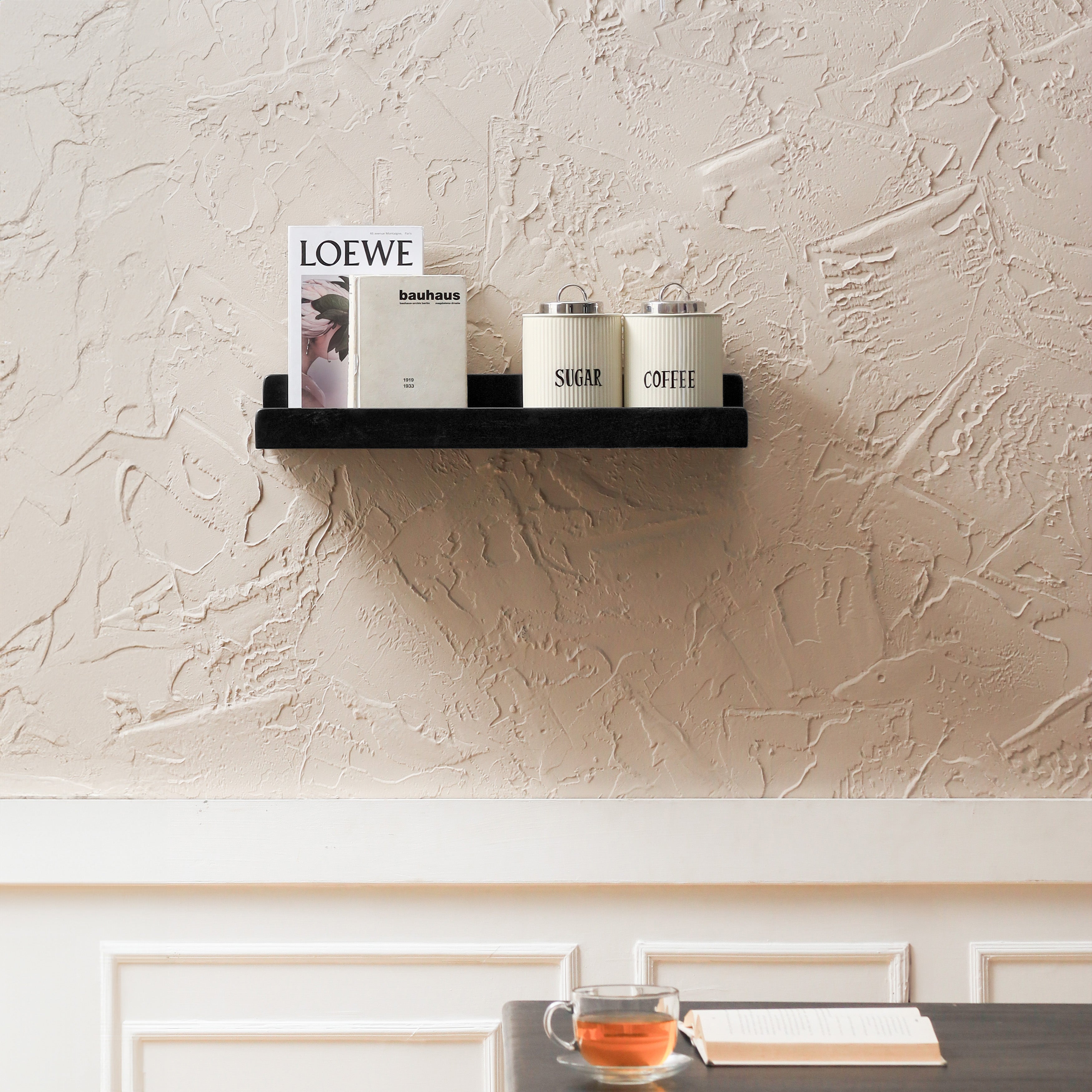 Max Solid Wood Wall Mounted Black Shelves - Small