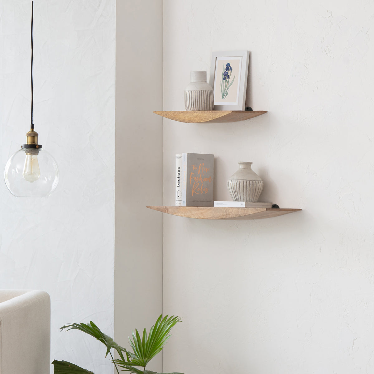 Hutch Solid Wood Set of 2 Floating Shelves - Natural