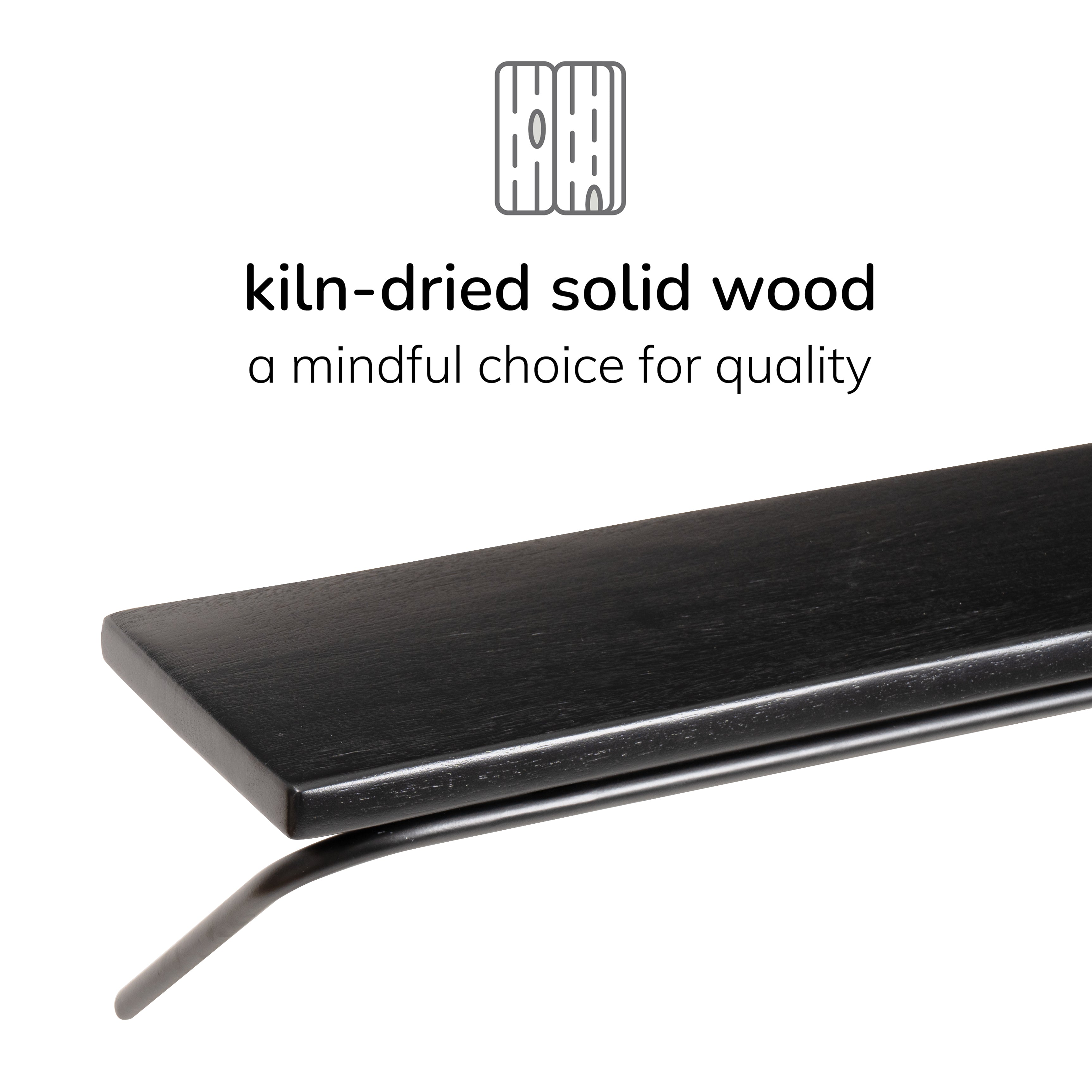 Venice Solid Wood & Iron Black Shelves - Large