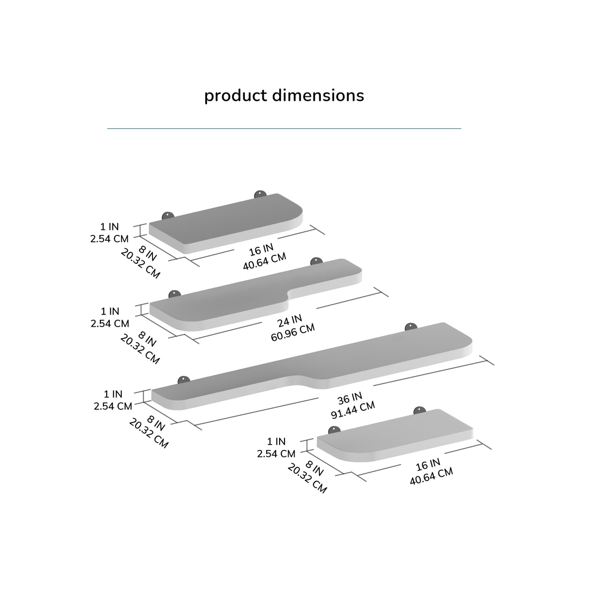 Dale Set of 4 Wall Mounted Shelves - Walnut