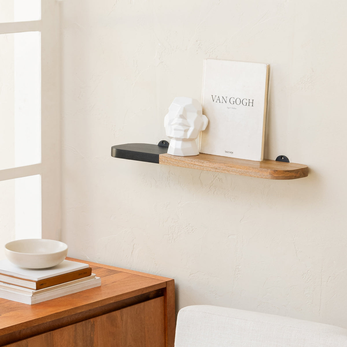 Norton Solid Wood Natural & Black Shelf - Small