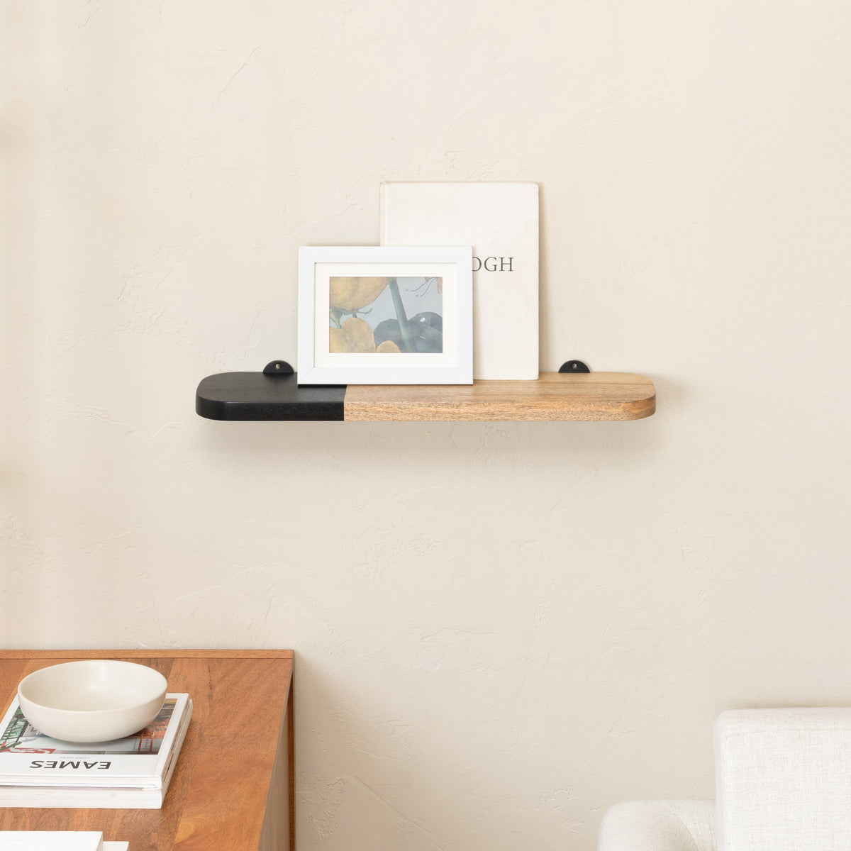 Norton Solid Wood Natural & Black Shelf - Small