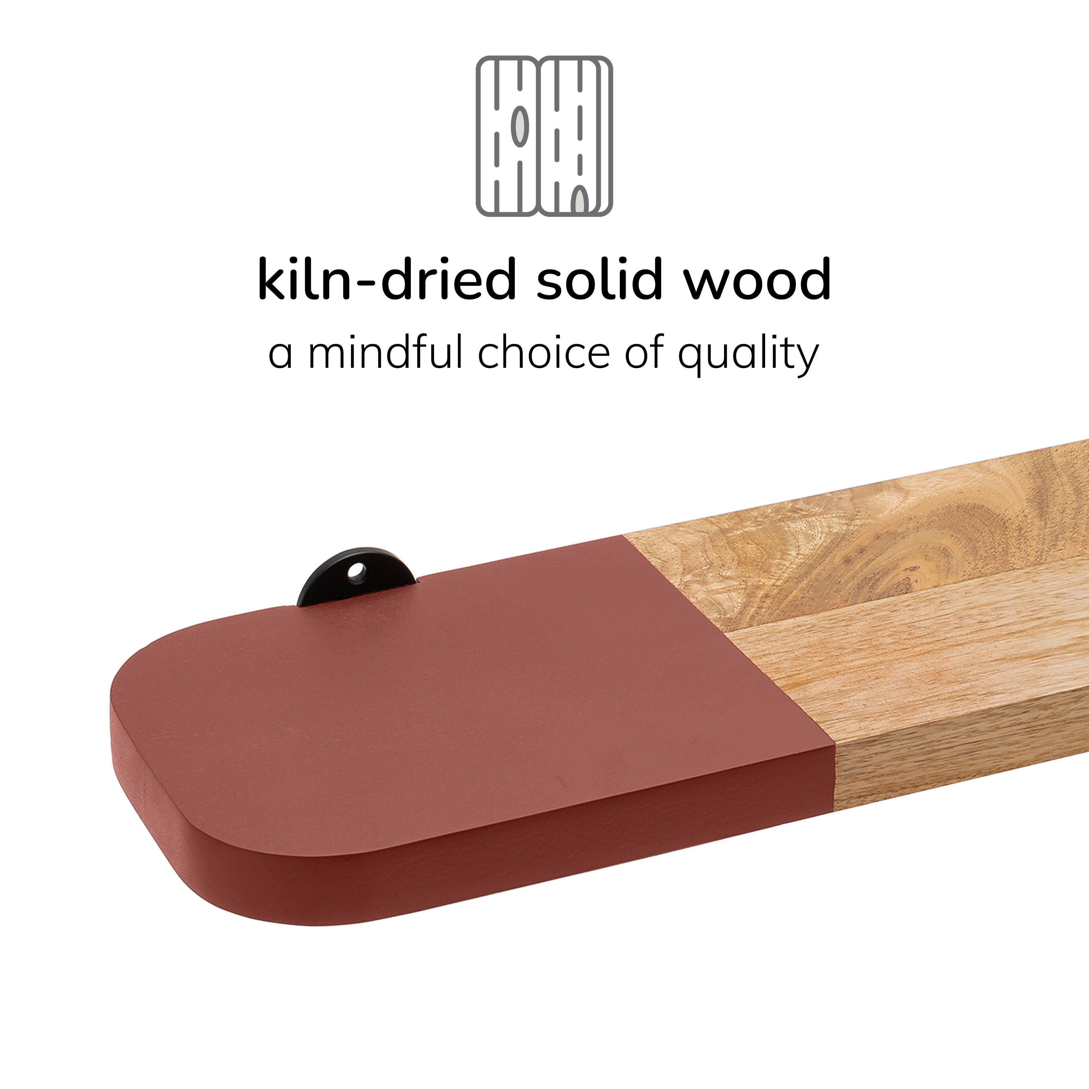 Norton Solid Wood Natural & Burgandy Shelf - Small