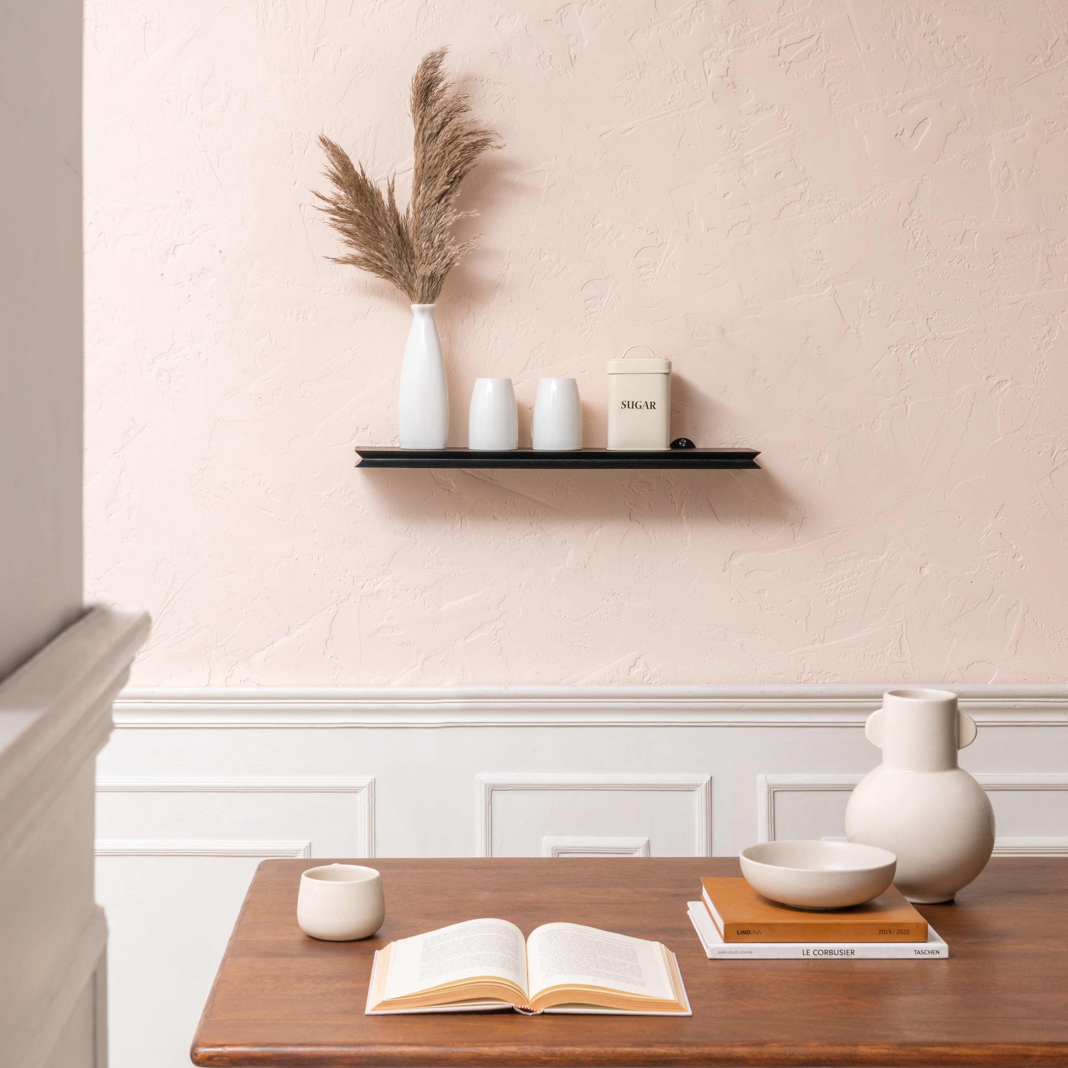 Hamish Solid Wood Black Wall Mounted Shelves - Small