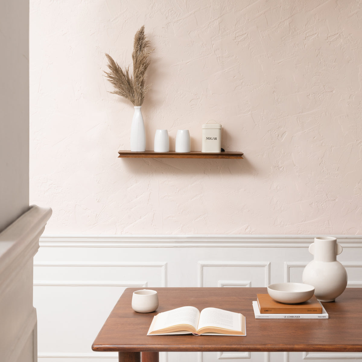 Hamish Solid Wood Walnut Wall Mounted Shelf - Small