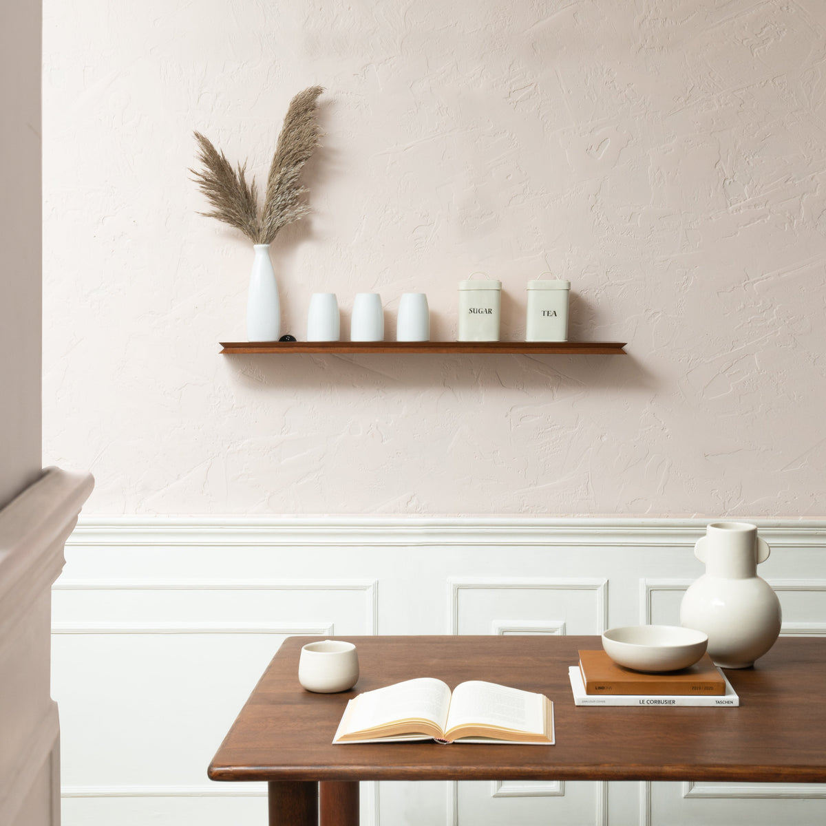 Hamish Solid Wood Walnut Wall Mounted Shelves - Large