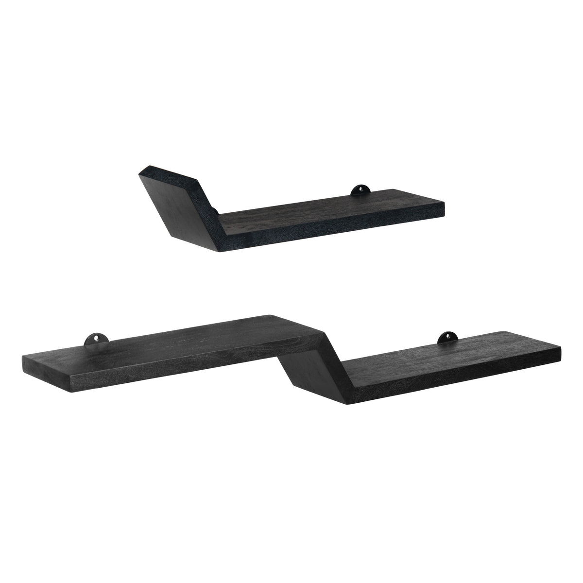 Penny Set of 2 Solid Wood Wall Mounted Shelves - Black
