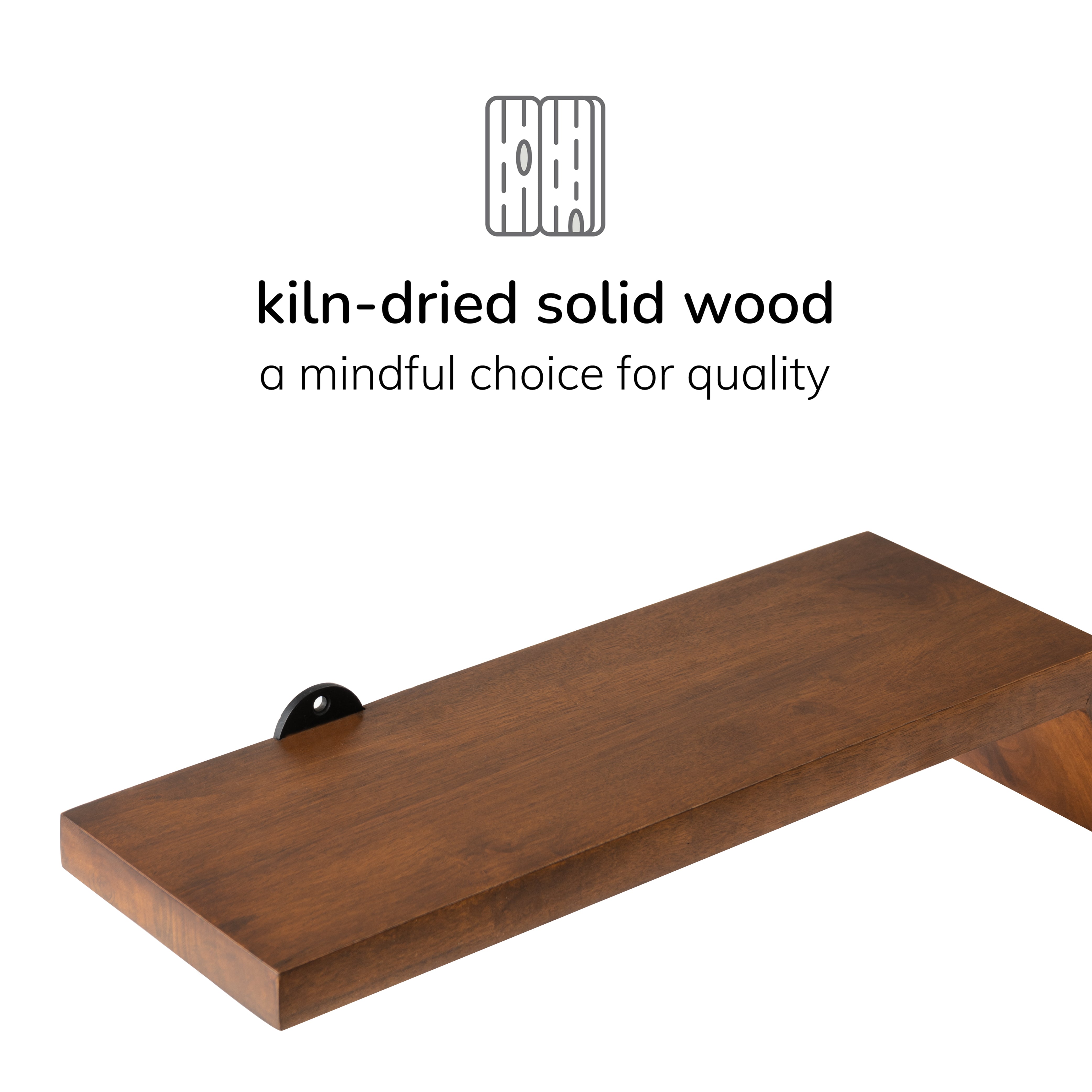 Penny Set of 2 Solid Wood Wall Mounted Shelves - Walnut
