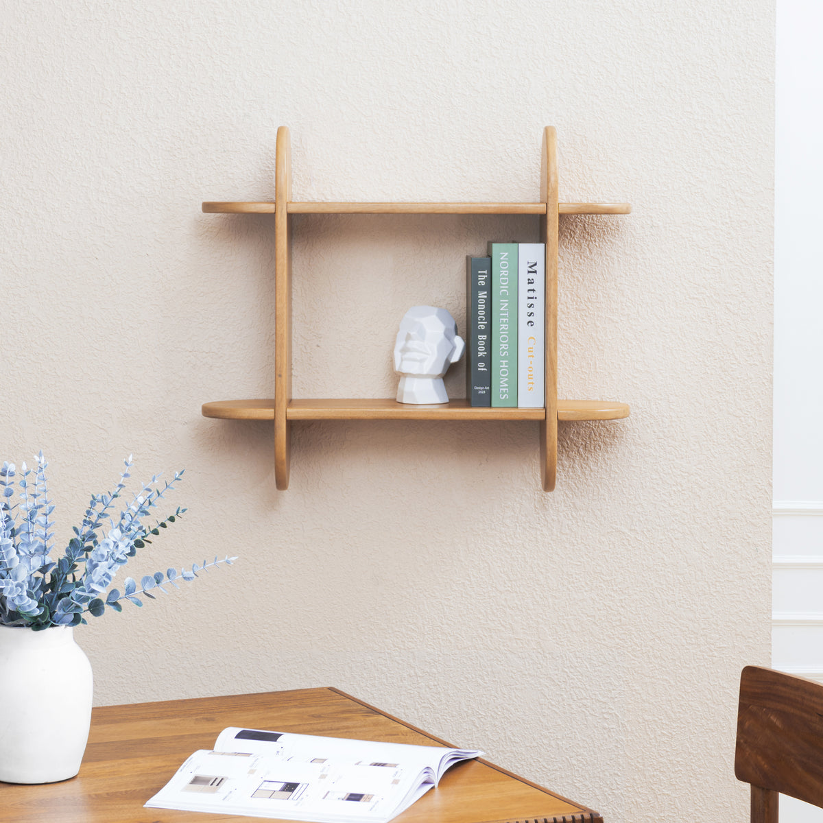 Montague Solid Wood Wall Mounted Shelf - Blonde Natural