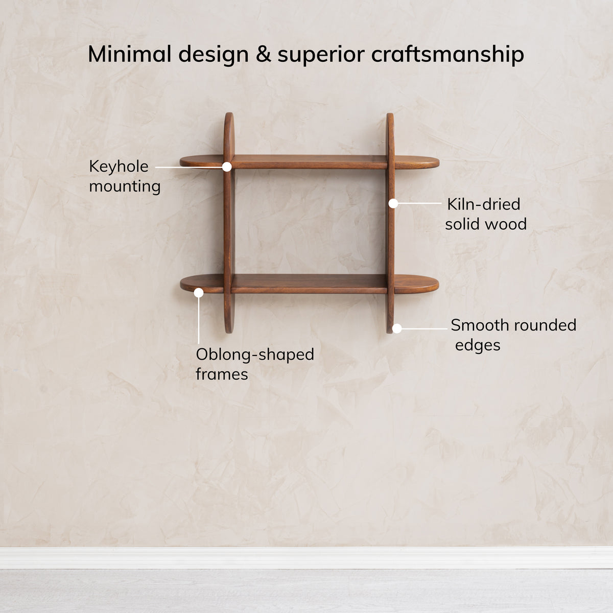 Montague Solid Wood Wall Mounted Shelf - Walnut