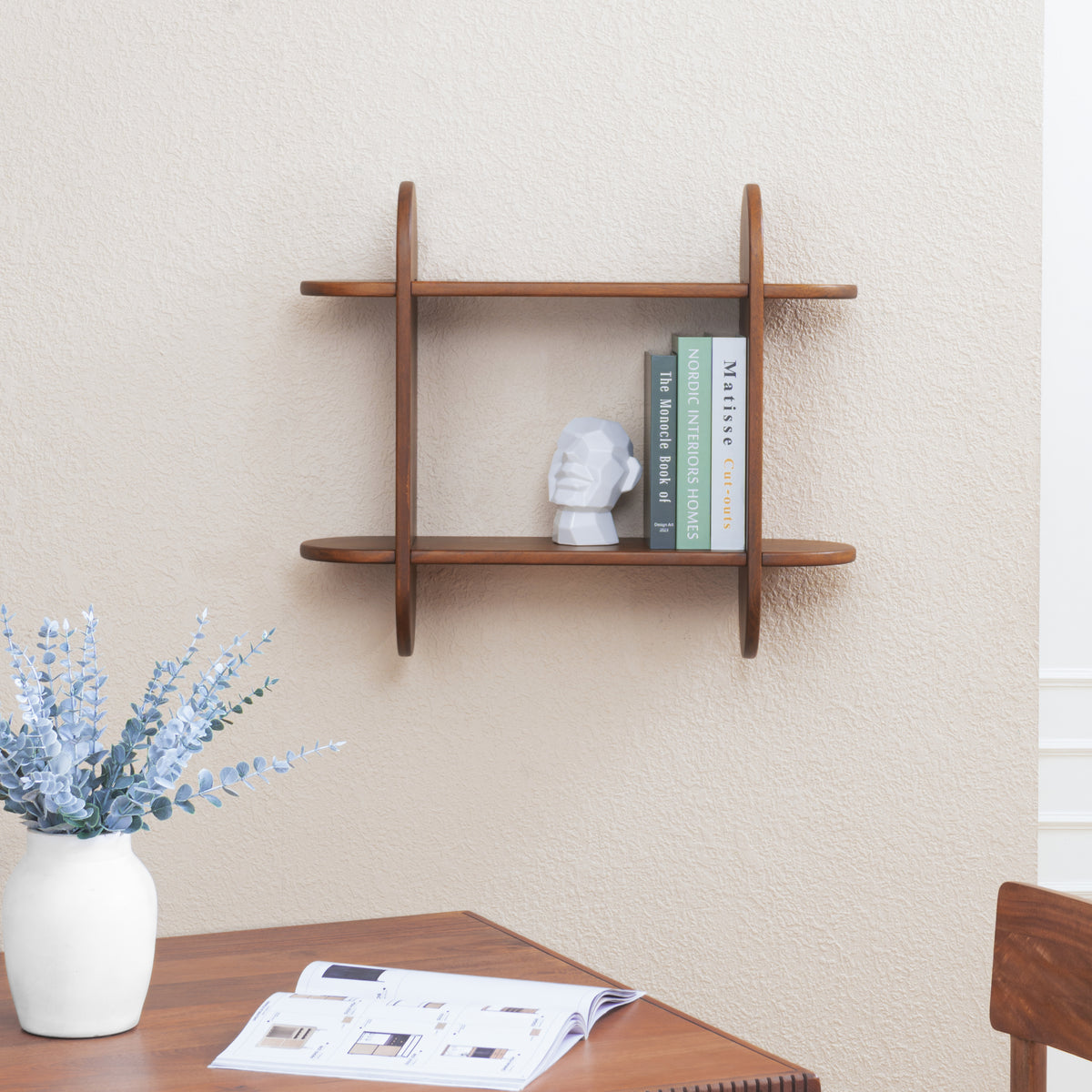 Montague Solid Wood Wall Mounted Shelf - Walnut