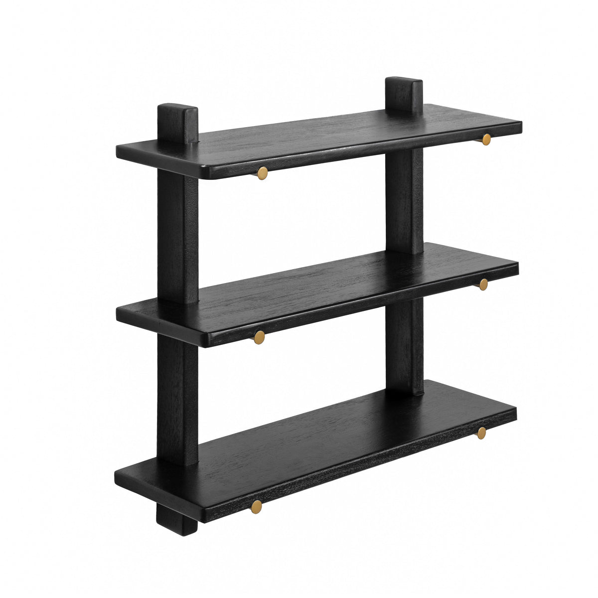 Oliver Solid Wood Wall Mounted Shelf - Black
