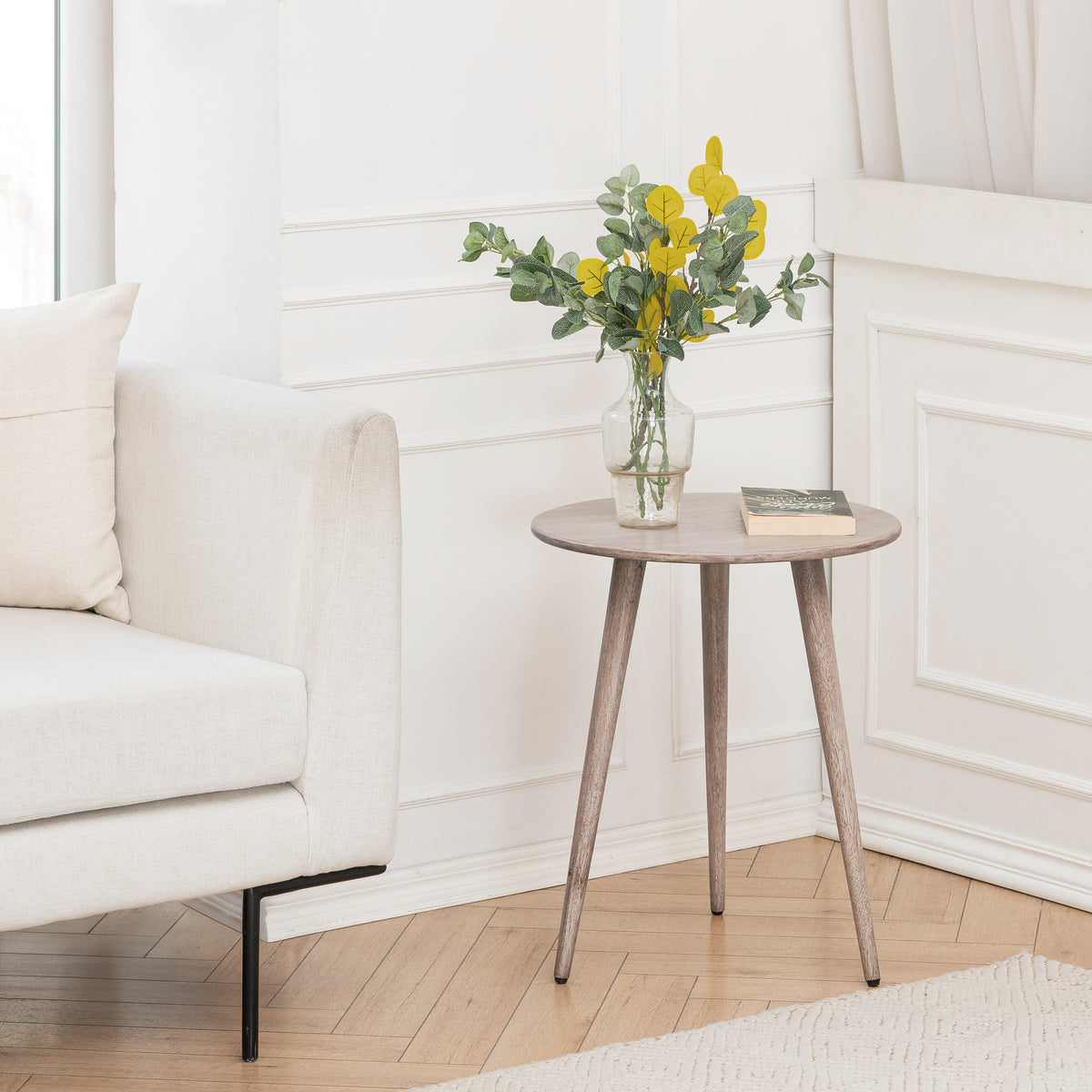 Judy Solid Side Table - Greige