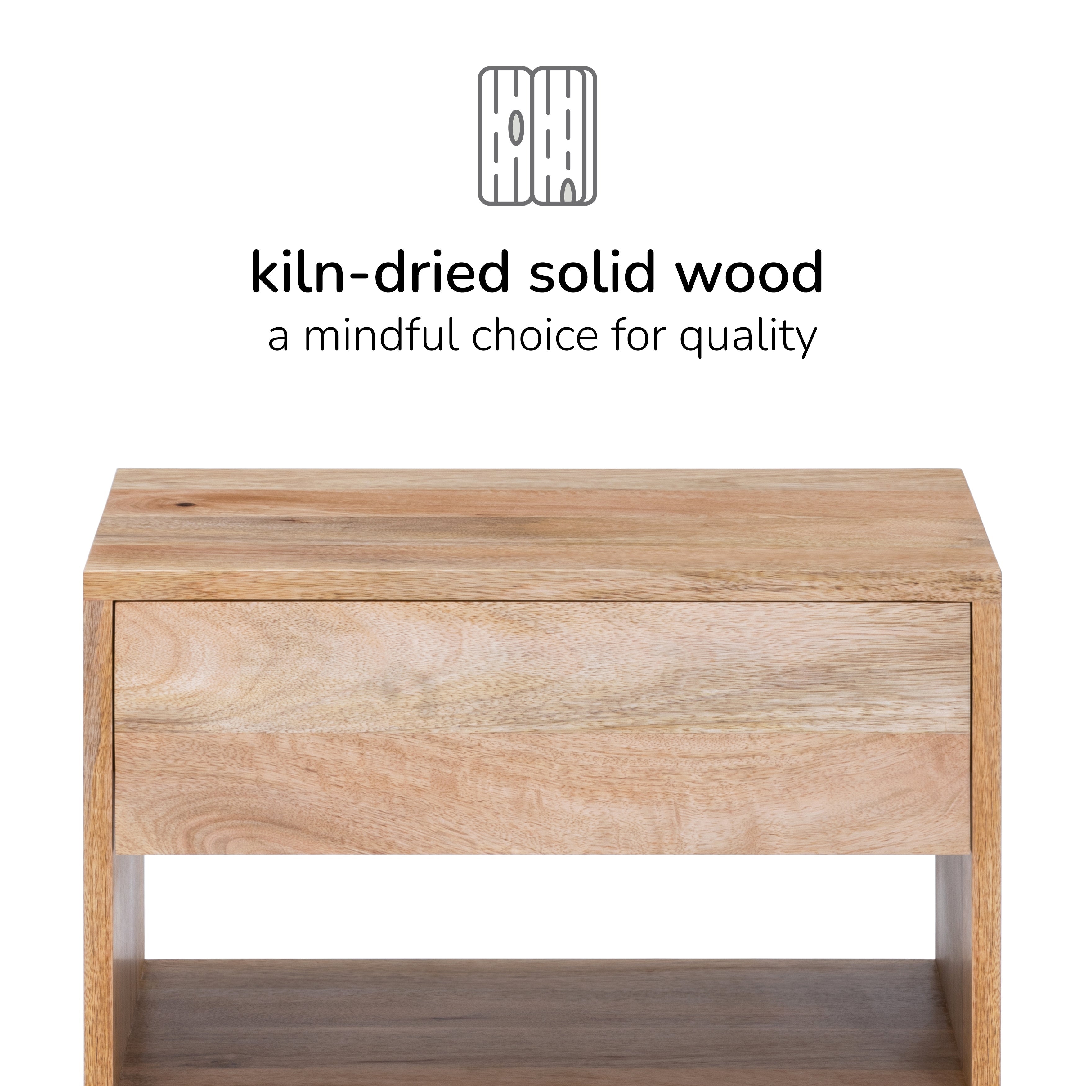 Idris Solid Wood Floating Nightstand- Natural