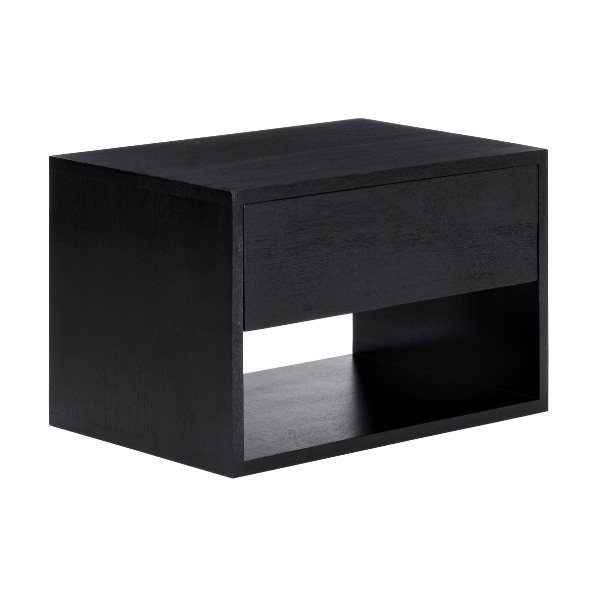 Idris Solid Wood Floating Nightstand- Black