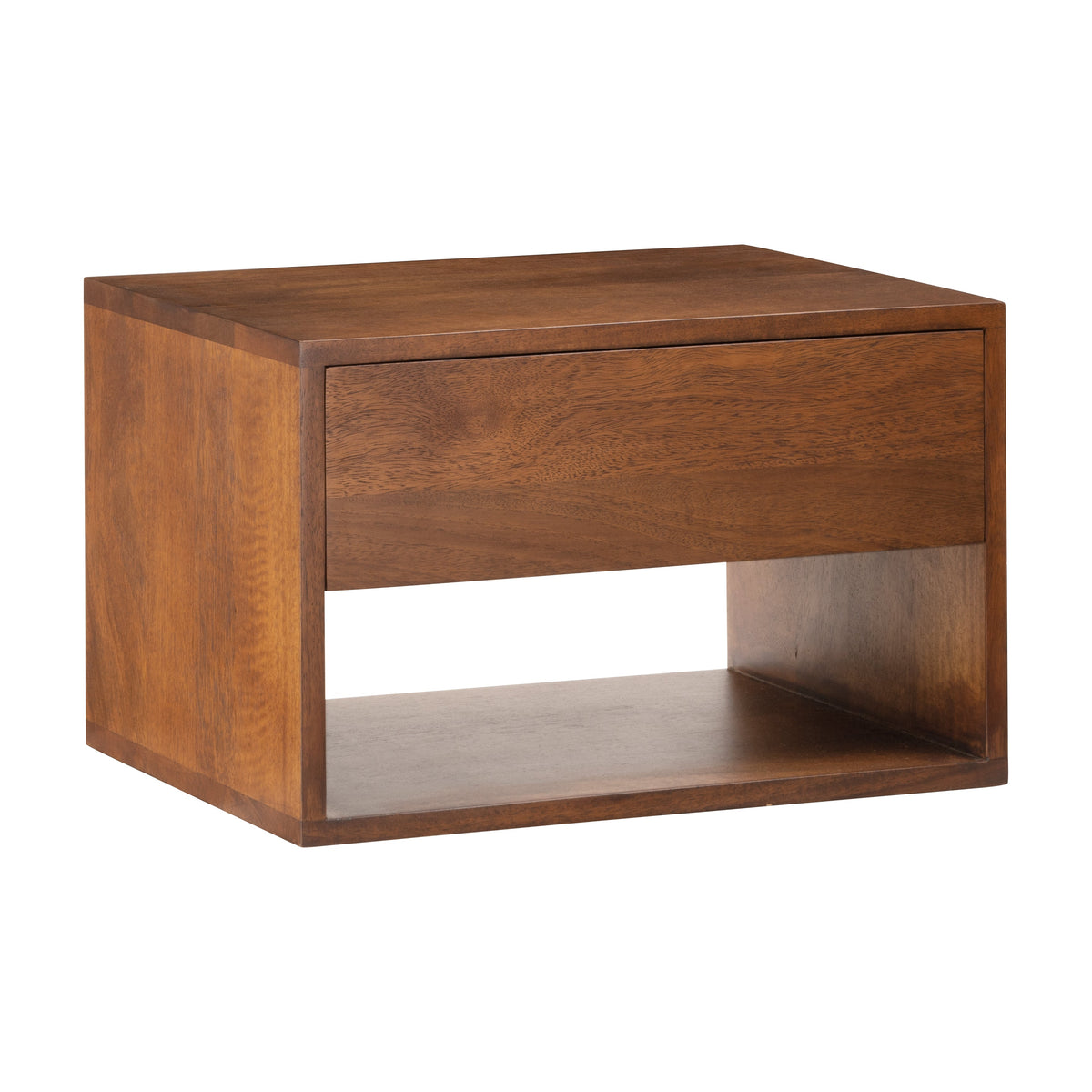 Idris Solid Wood Floating Nightstand- Walnut
