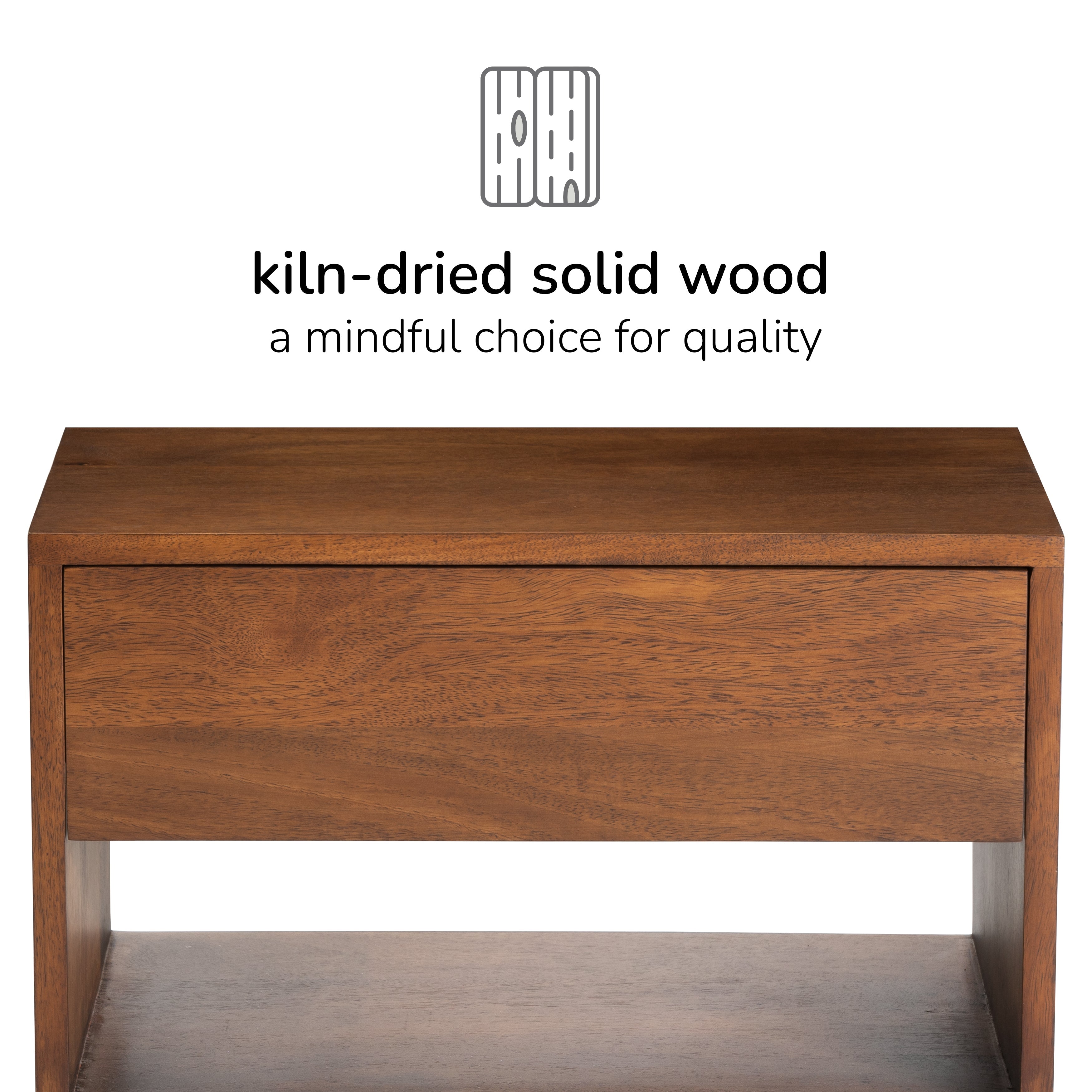 Idris Solid Wood Floating Nightstand- Walnut
