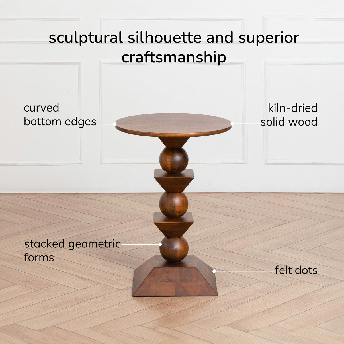 Gino Solid Wood Side Table - Walnut