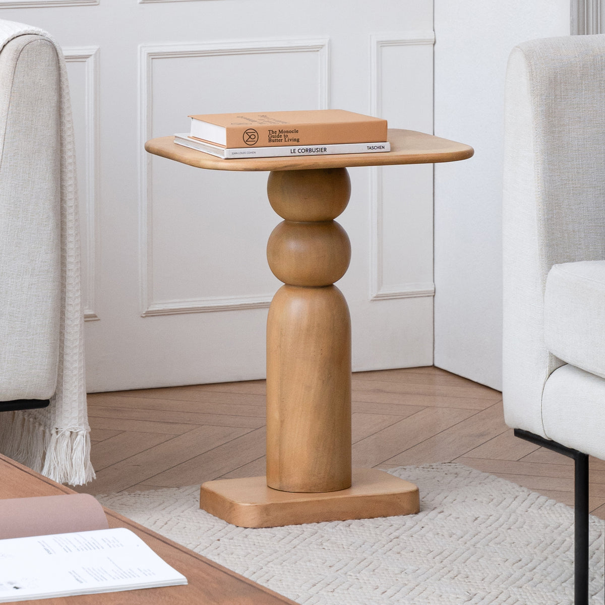 Vita Solid Wood Side Table - Blonde Natural