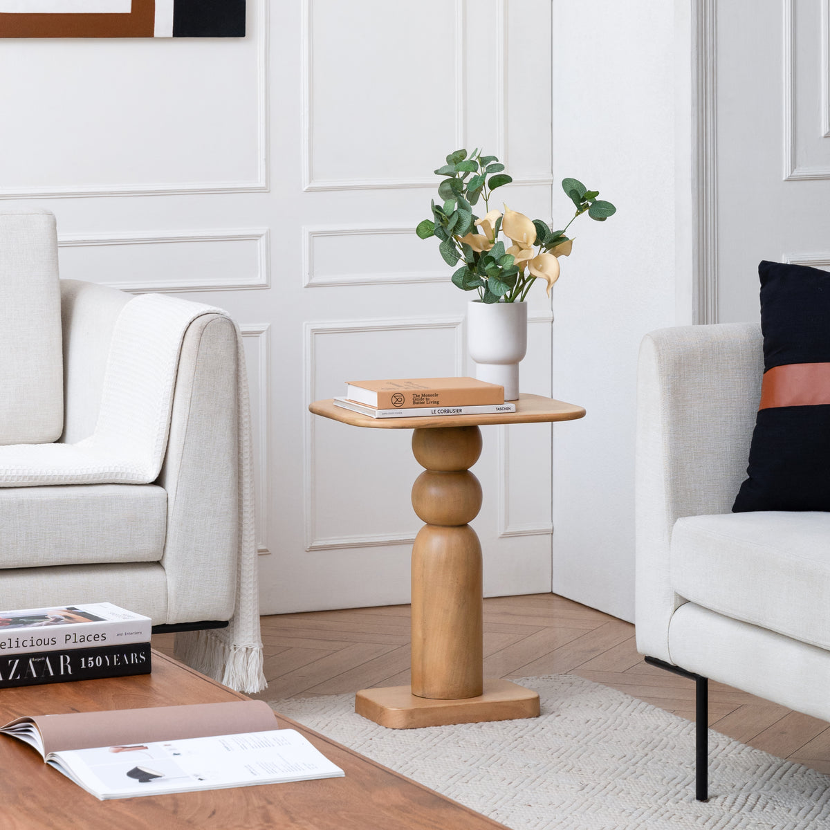 Vita Solid Wood Side Table - Blonde Natural